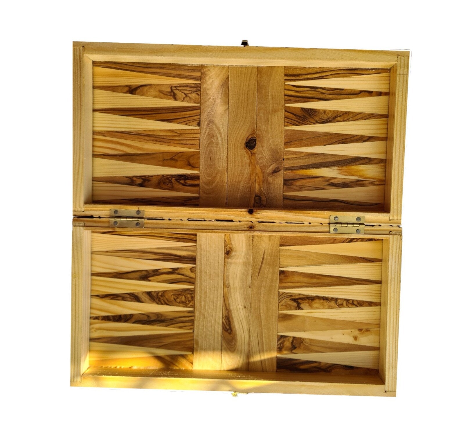Handmade Olive Wood with Carved Figures, Folding Travel Board