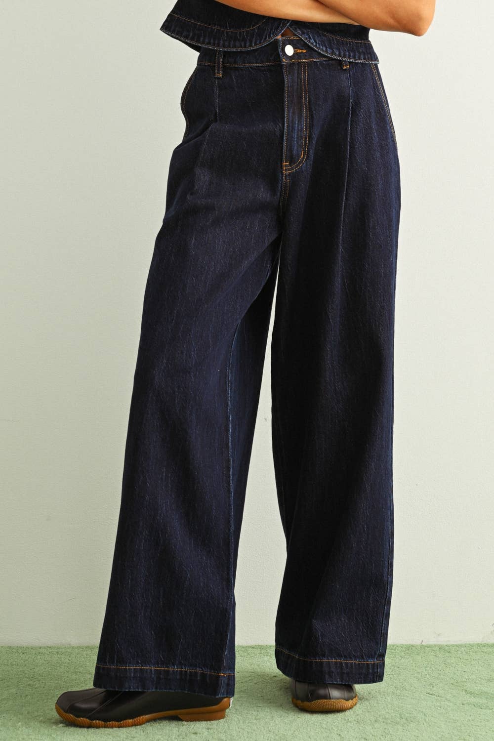 INDIGO WIDE LEG DENIM PANTS