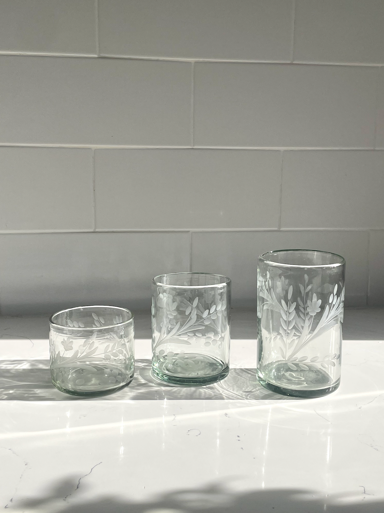 Hand-etched Tumbler Glass