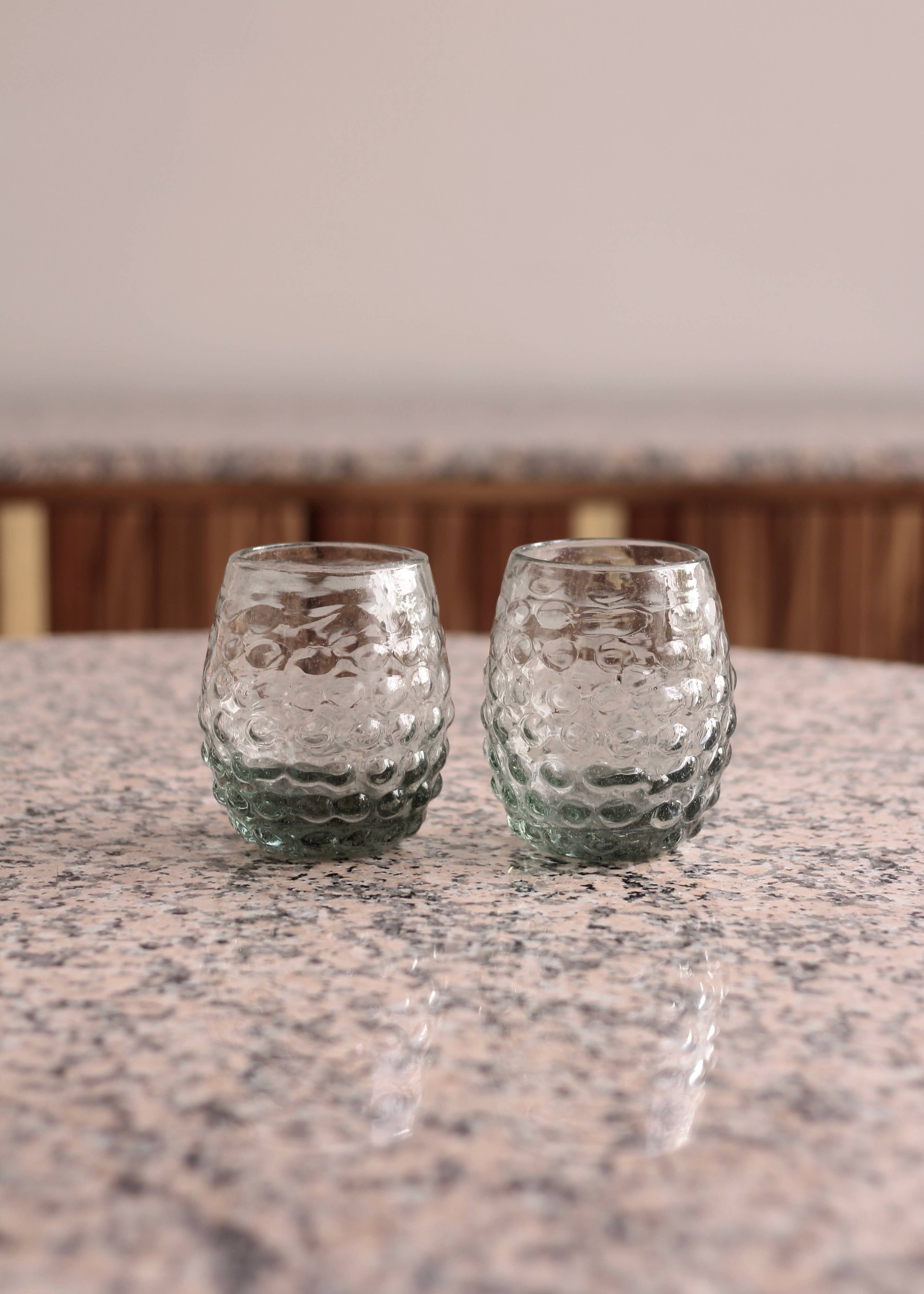 Hand Blown Wine/Cocktail Glass Tumbler - Bubble Texture