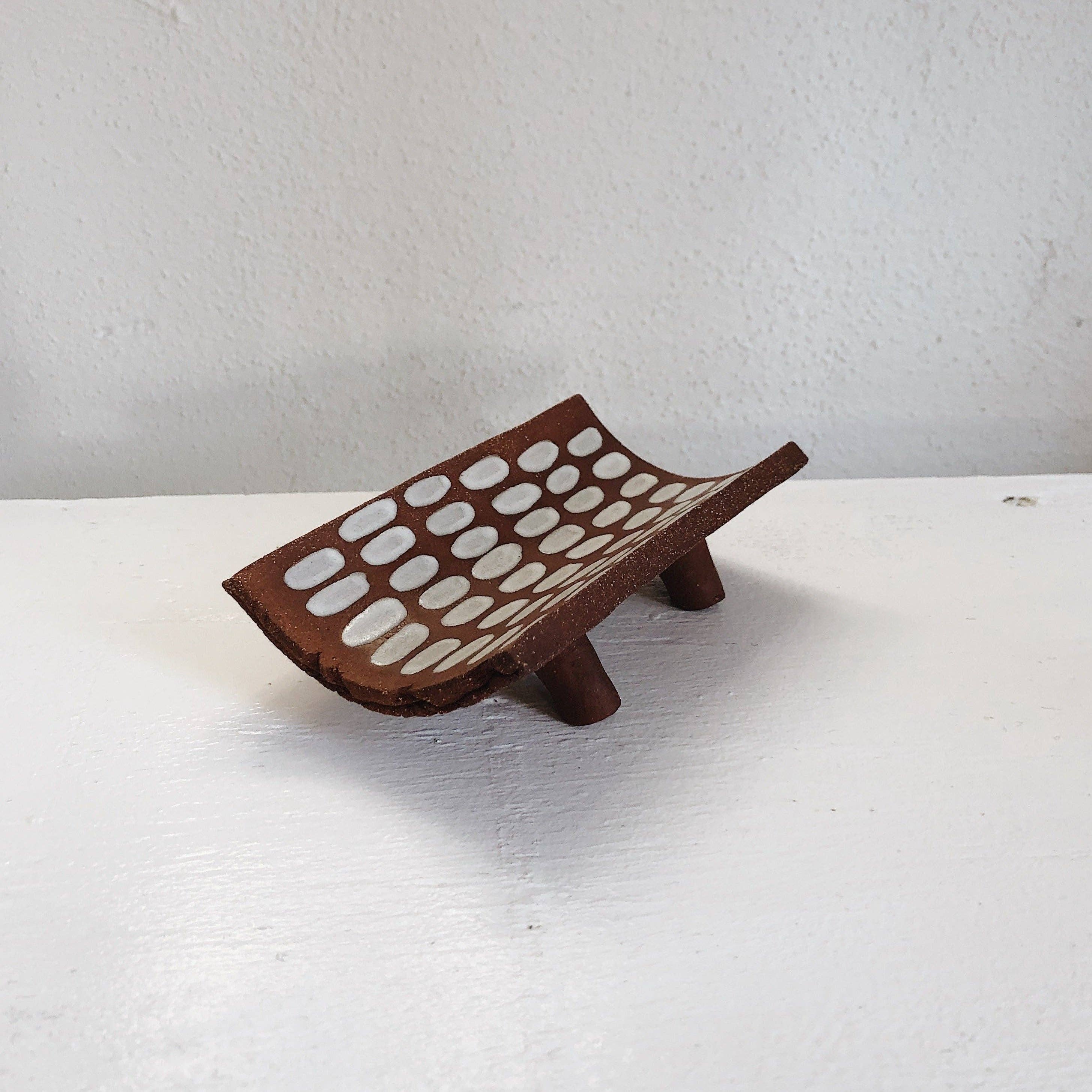 White Dash Terracotta Incense Tray