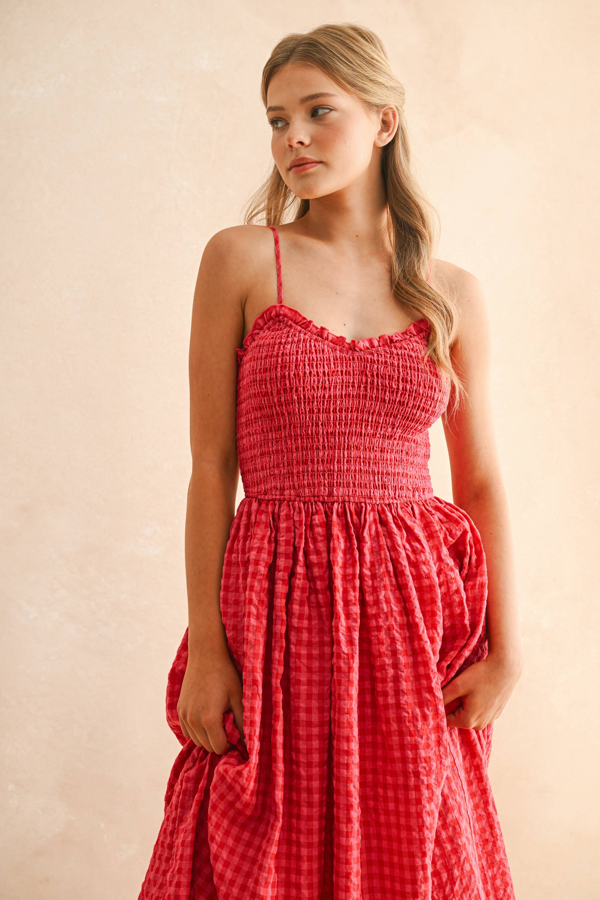 GINGHAM PRINT DRESS
