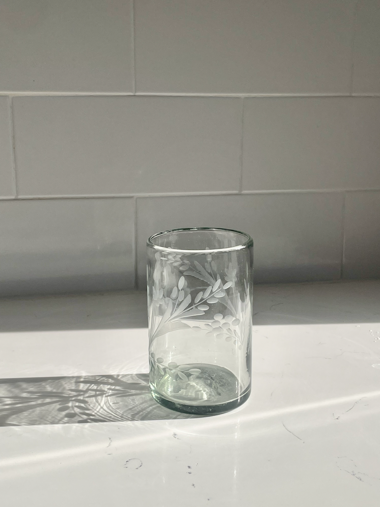 Hand-etched Tumbler Glass