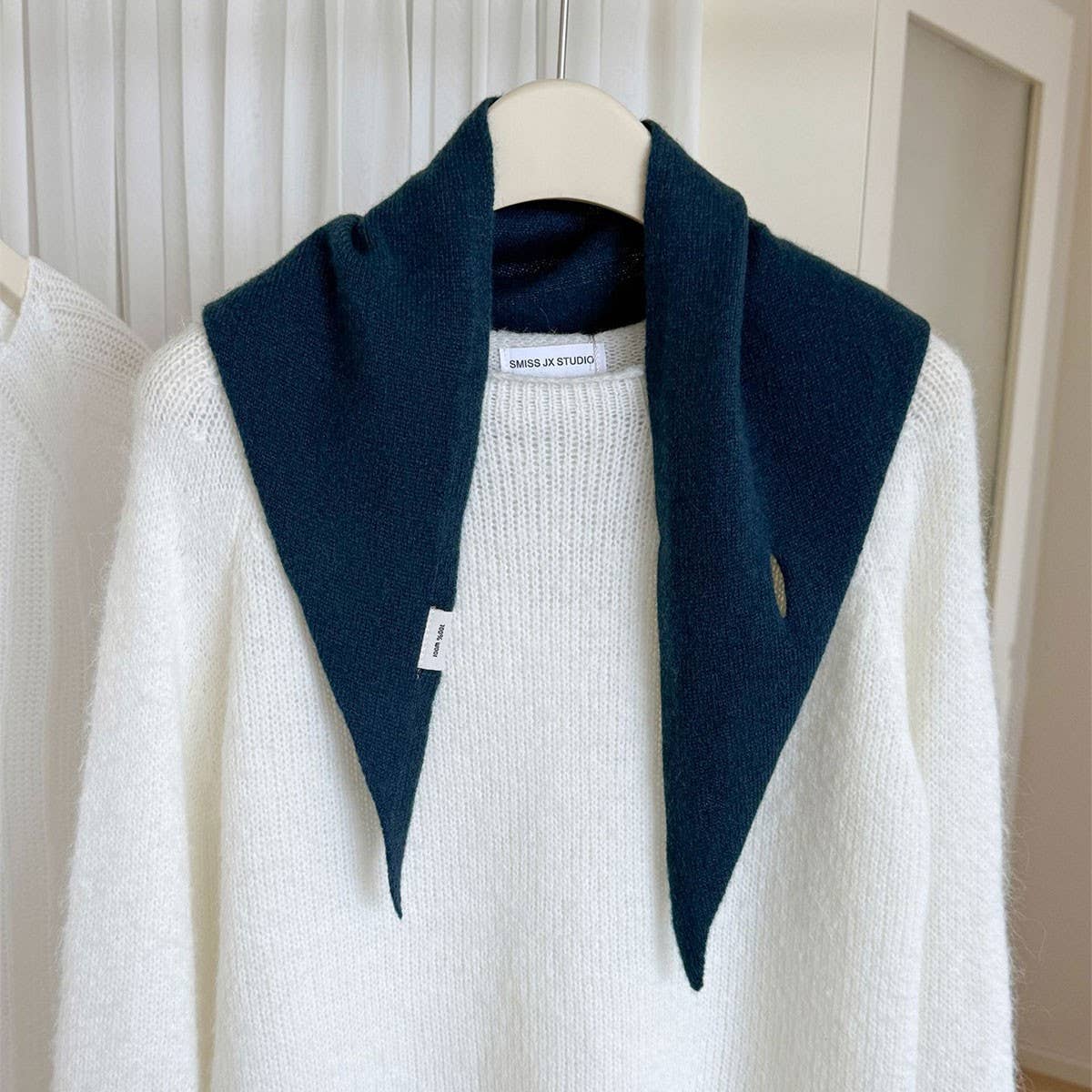Wool Knit Triangle Scarf