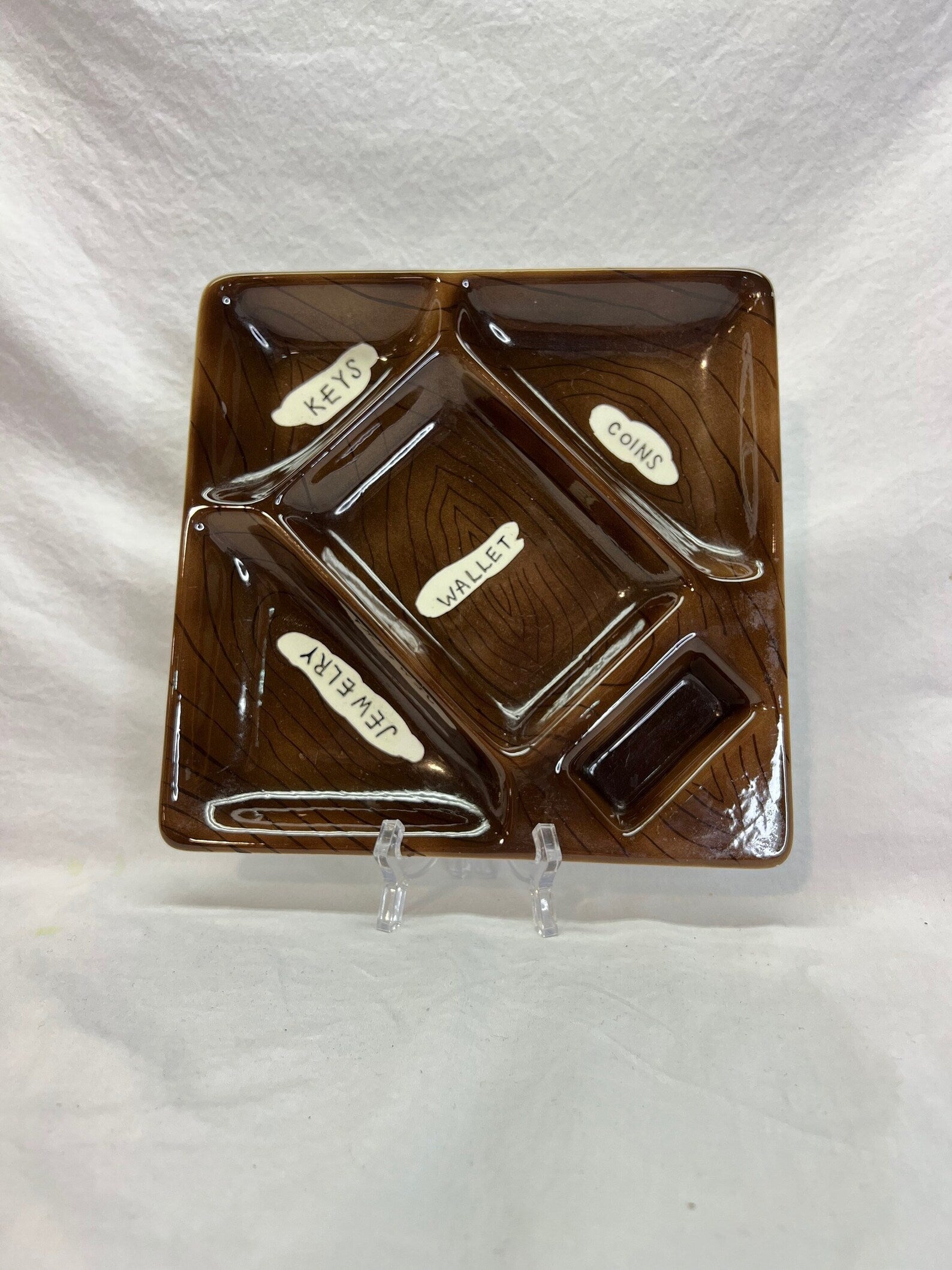 MCM Japanese Ceramic Valet Tray Faux Boise