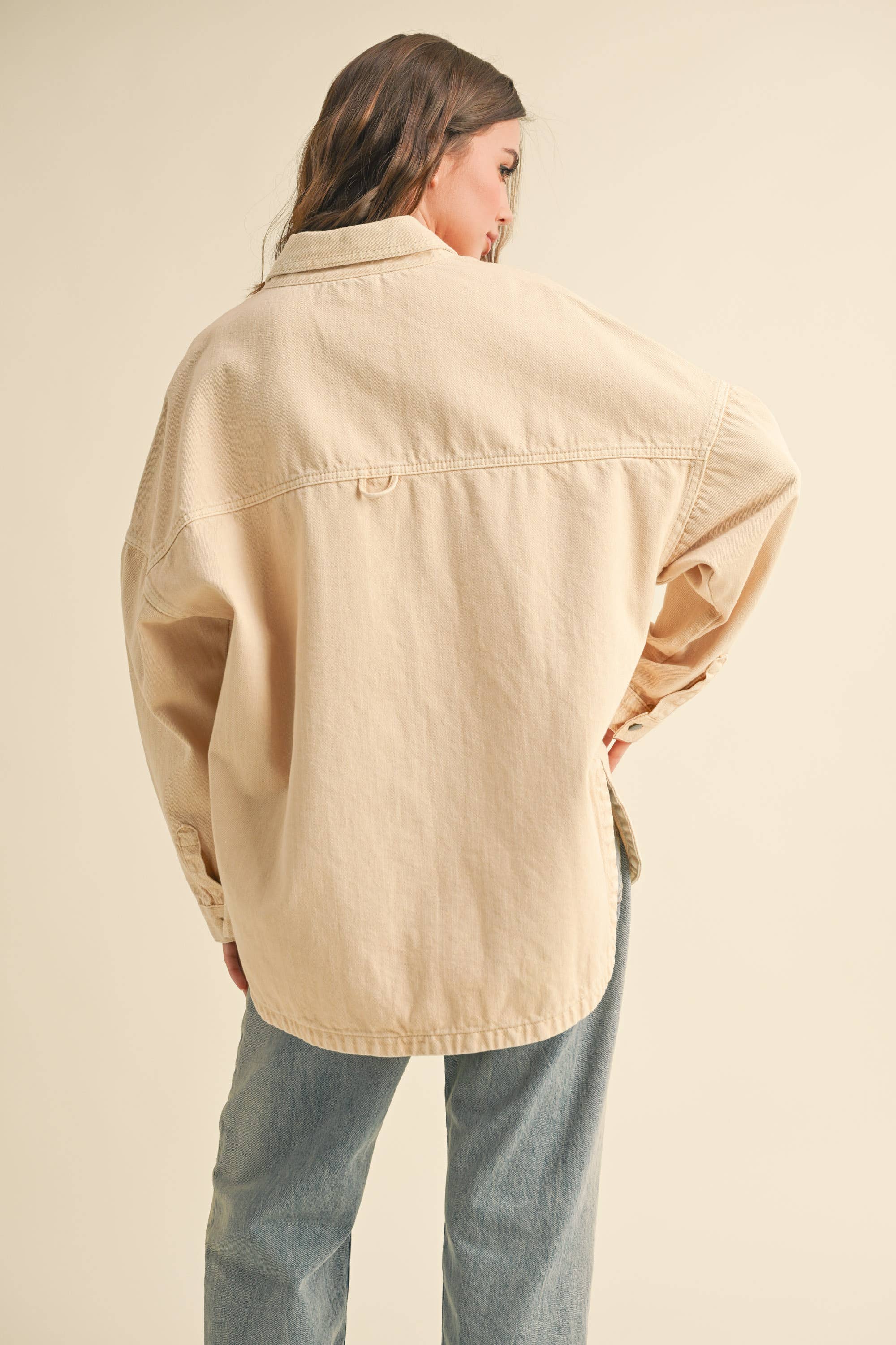 WASHED SNAP BUTTON DENIM SHACKET