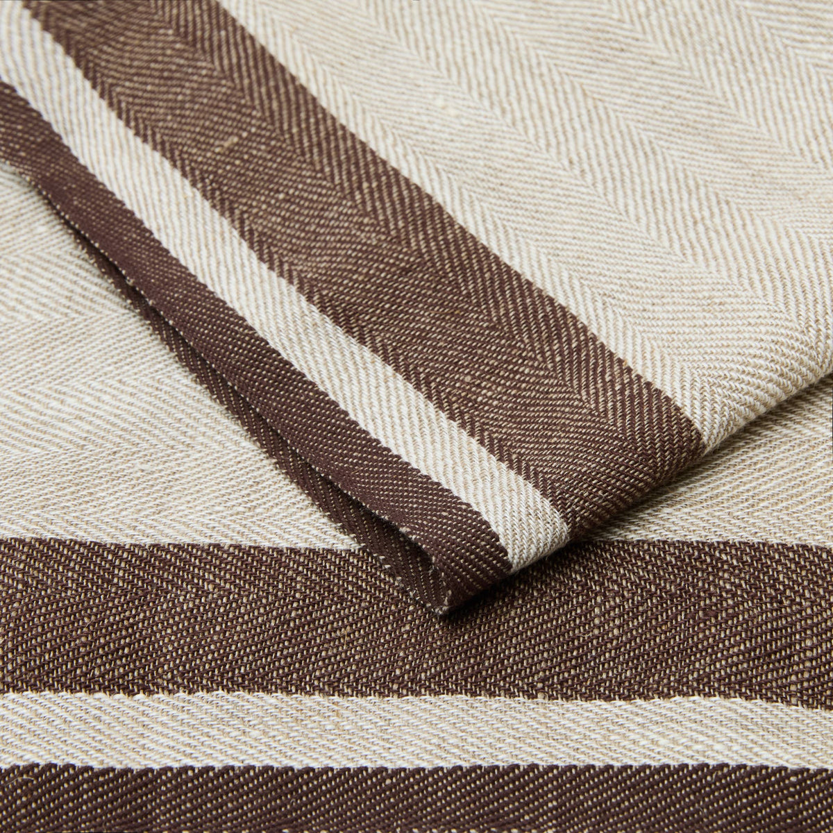Gordes Natural & Chocolate Tea Towels 20x30 - Set of 2
