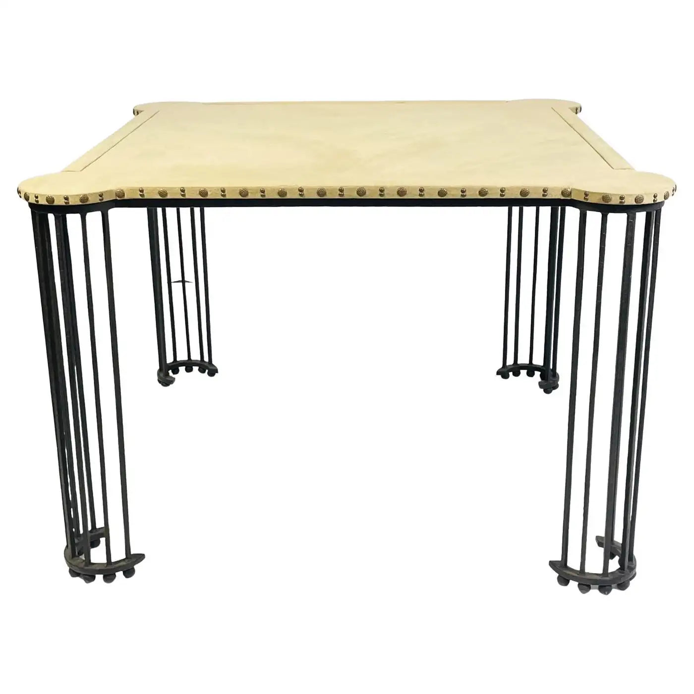 Iron & Leather Game Table by Marjorie Shushan Studio