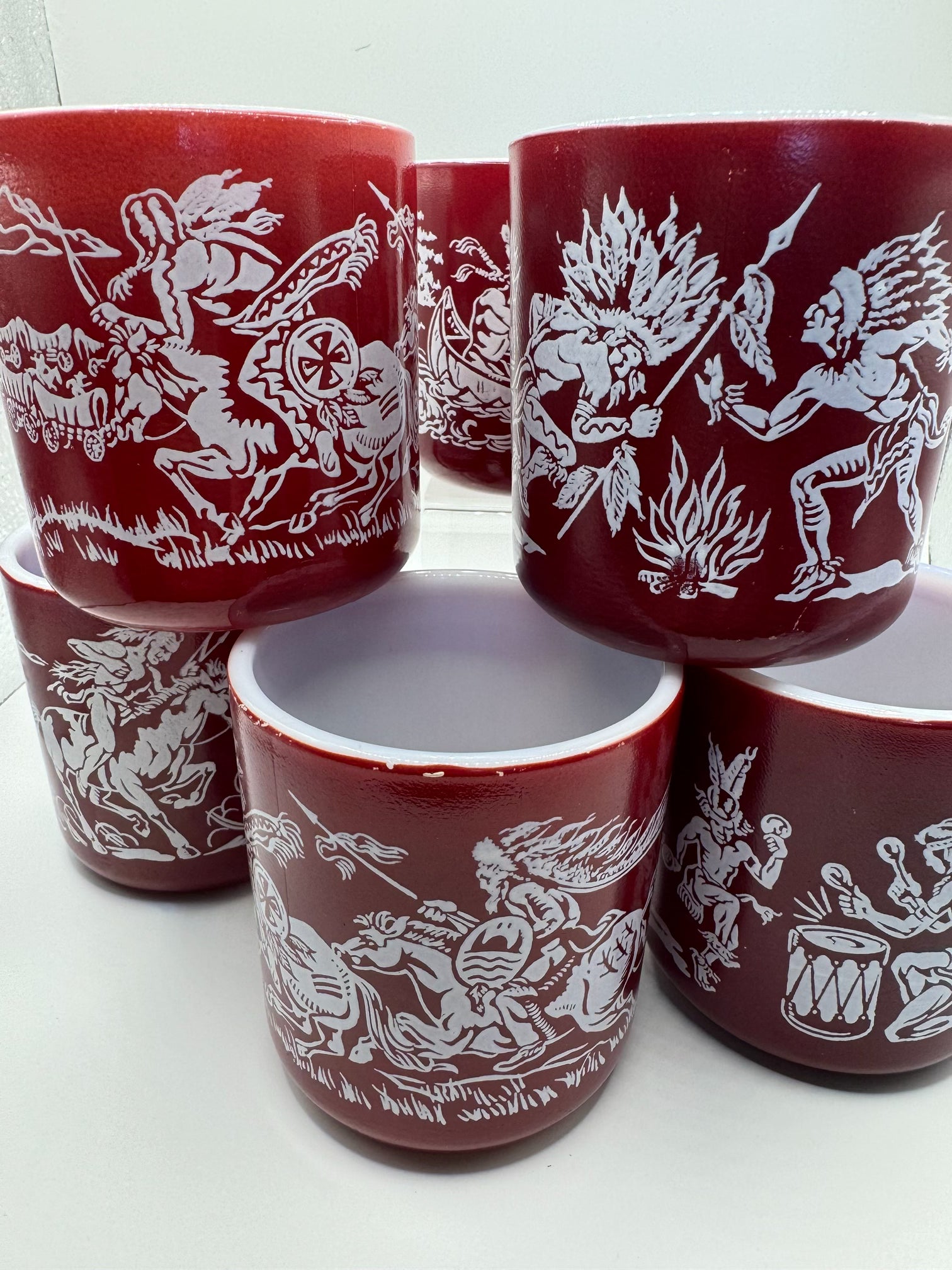 Hazel Atlas Native American Childres Mugs Set of 6