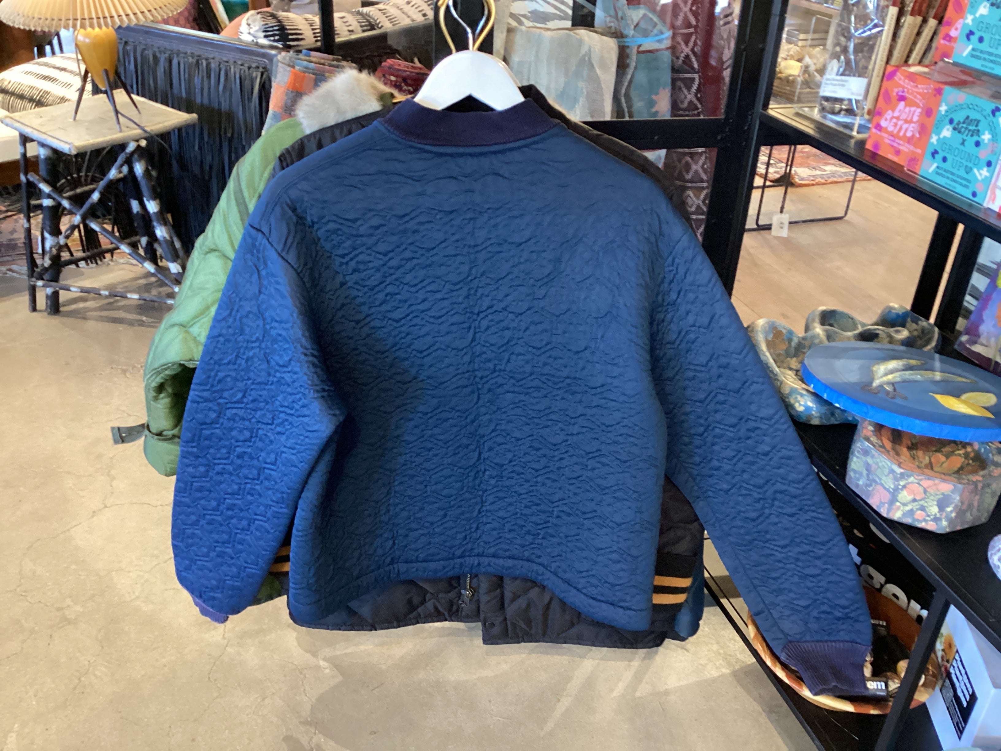 Vintage 60s Blue Navy Sears Quilted Liner