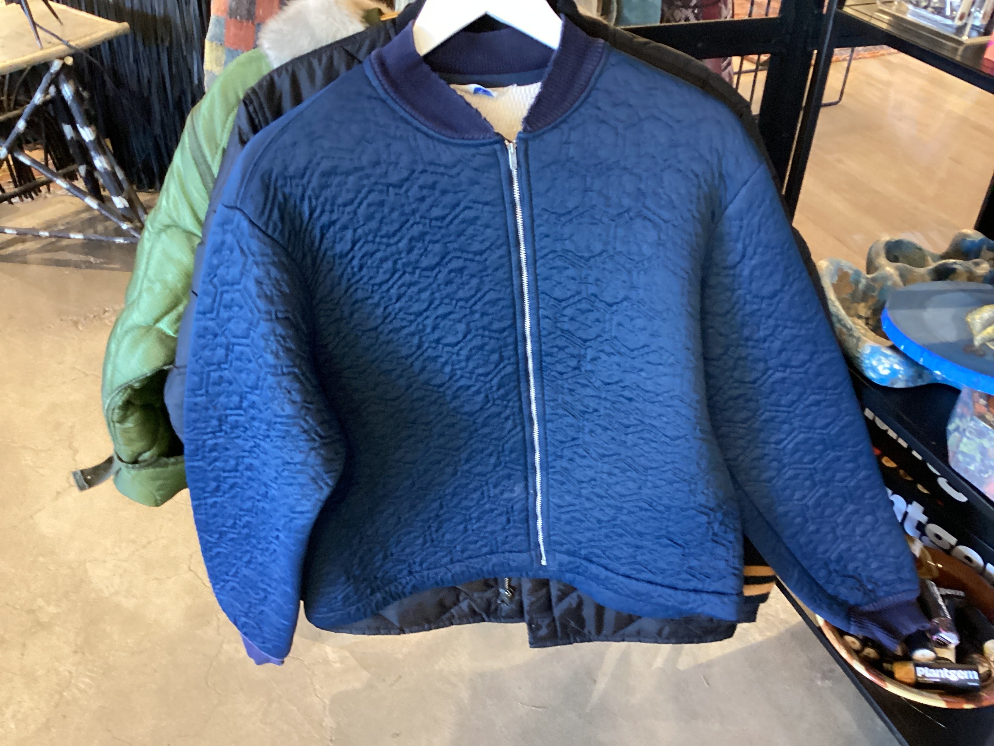 Vintage 60s Blue Navy Sears Quilted Liner