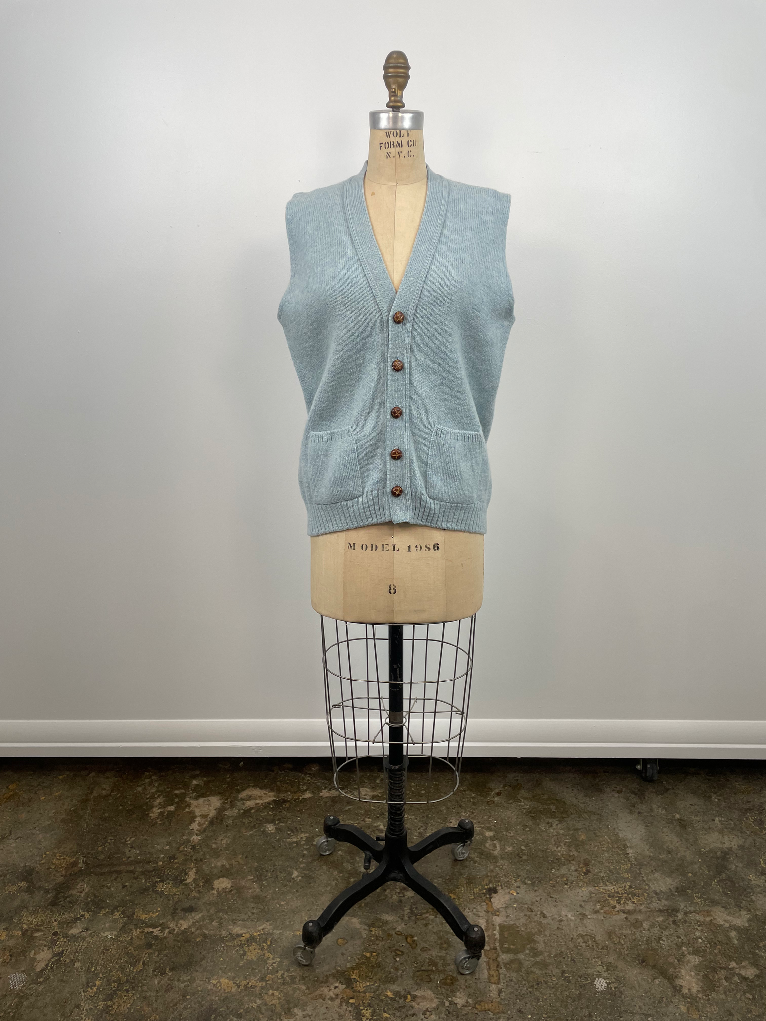Vintage Light Blue Wool  Sweater Vest