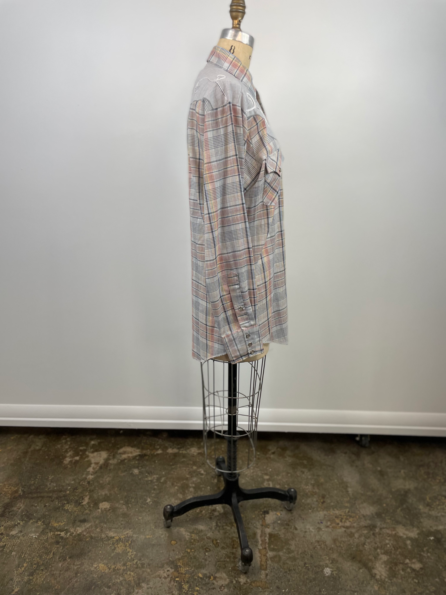 Vintage Embroidered Western Plaid Shirt