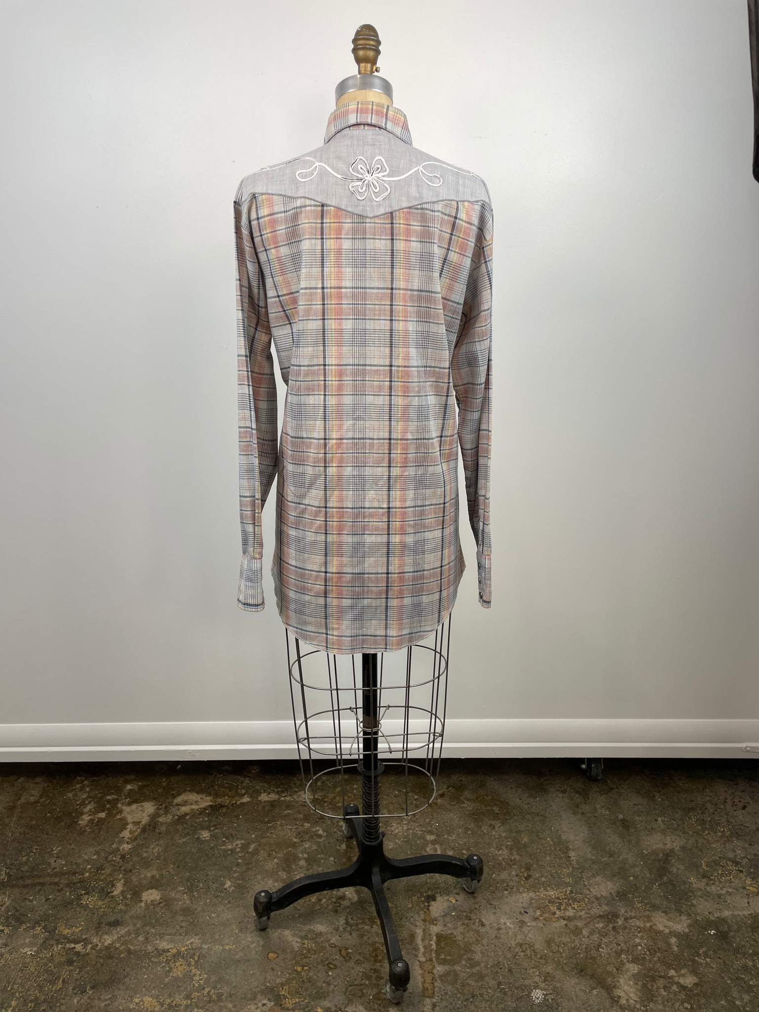 Vintage Embroidered Western Plaid Shirt