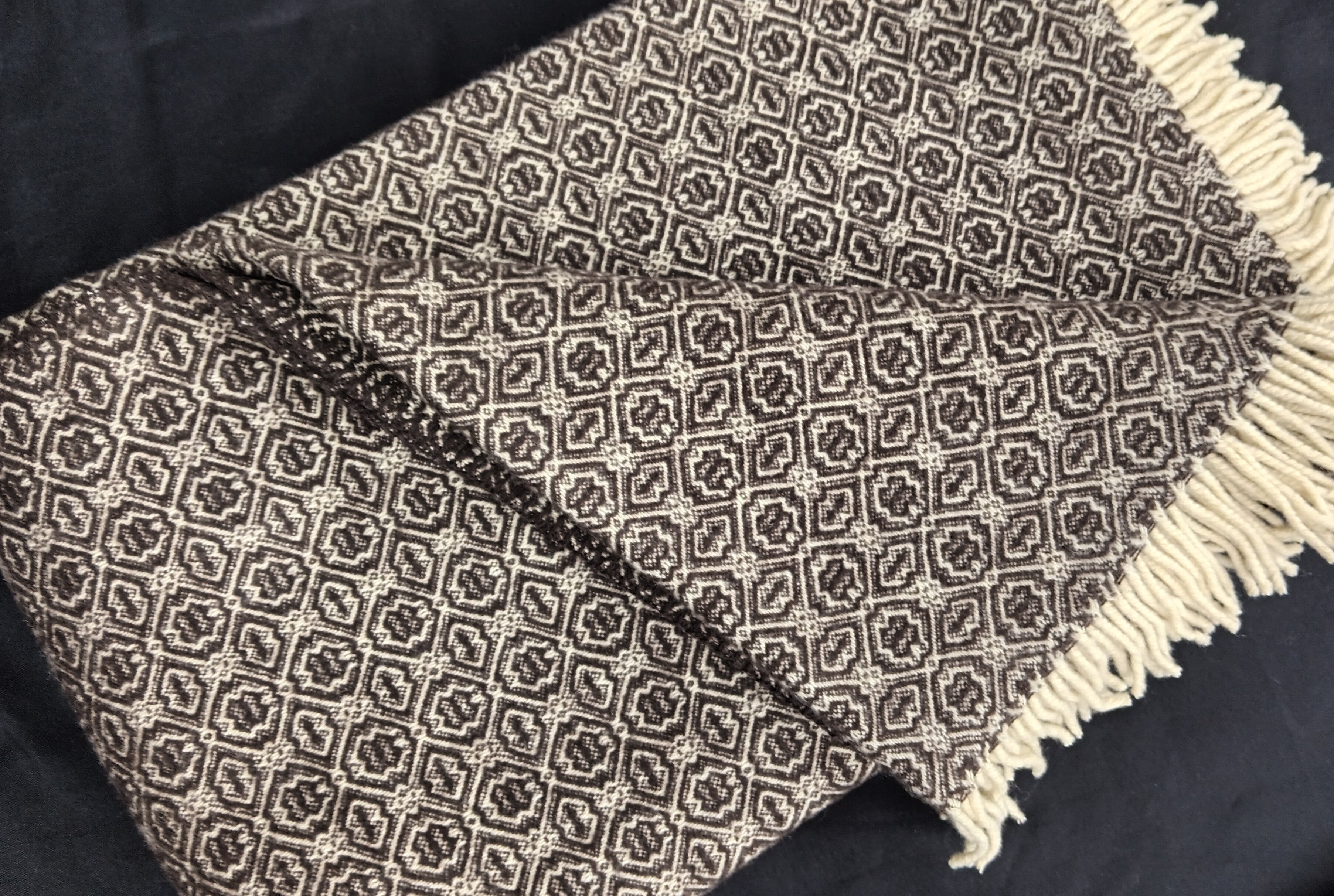 Handwoven Wool Blanket with Fringe