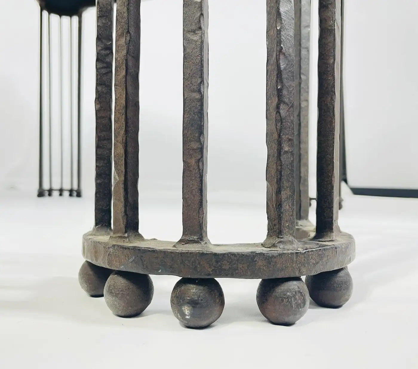 Iron & Leather Game Table by Marjorie Shushan Studio