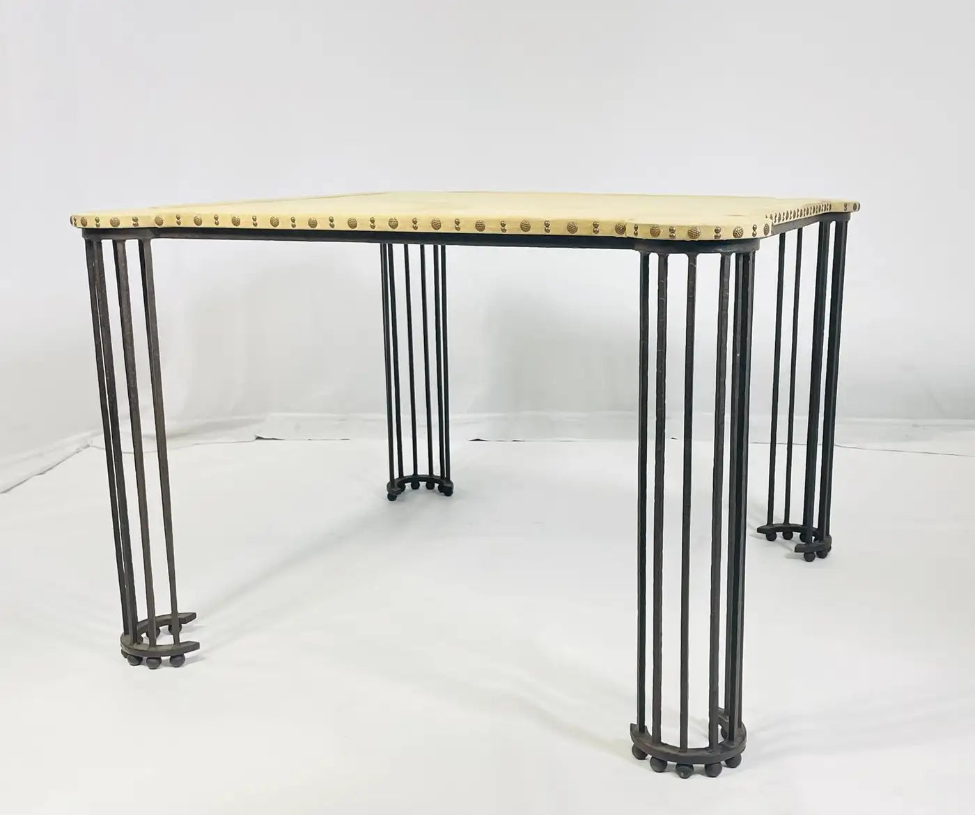 Iron & Leather Game Table by Marjorie Shushan Studio