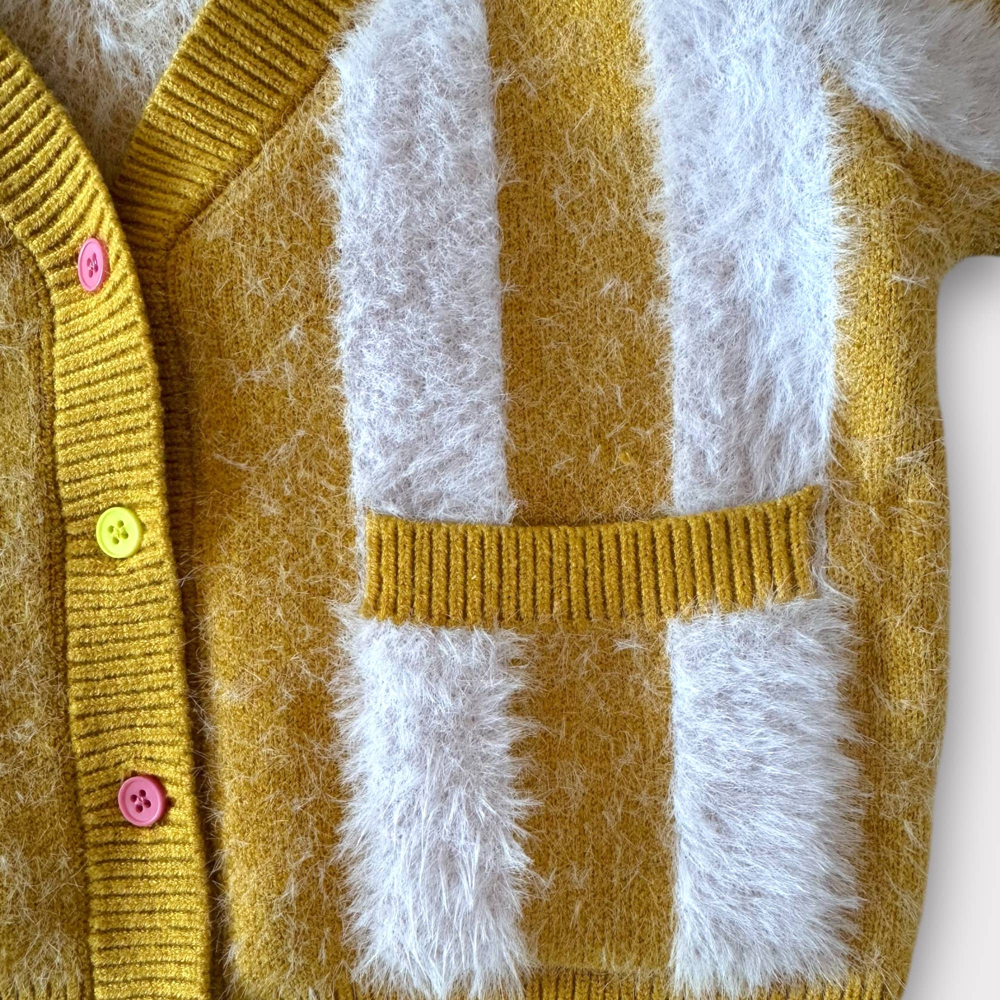 KIDDOS Big Top Stripe Cardigan: Yellow/Lavender