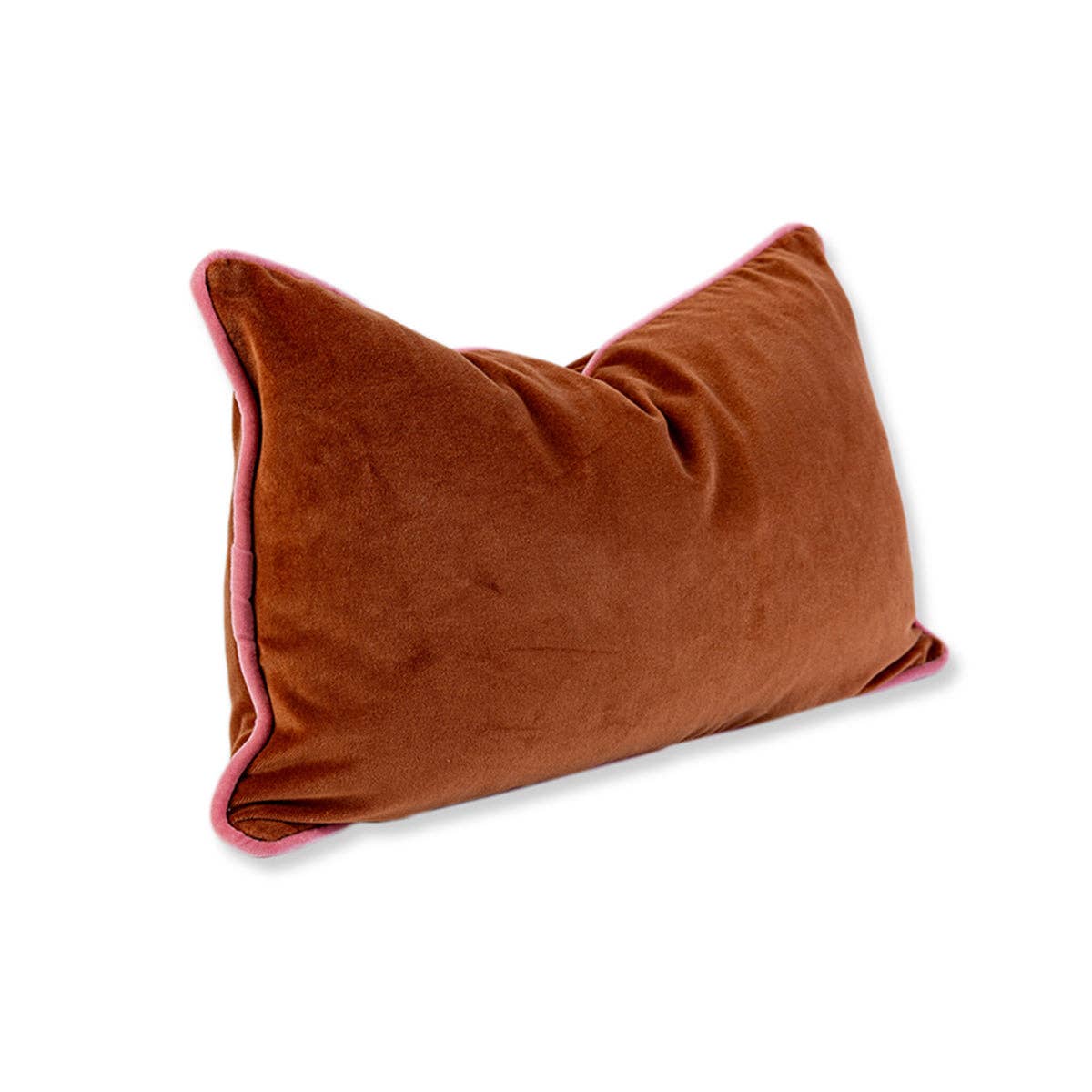 Charliss Velvet Lumbar Pillow | Rust + Light Pink