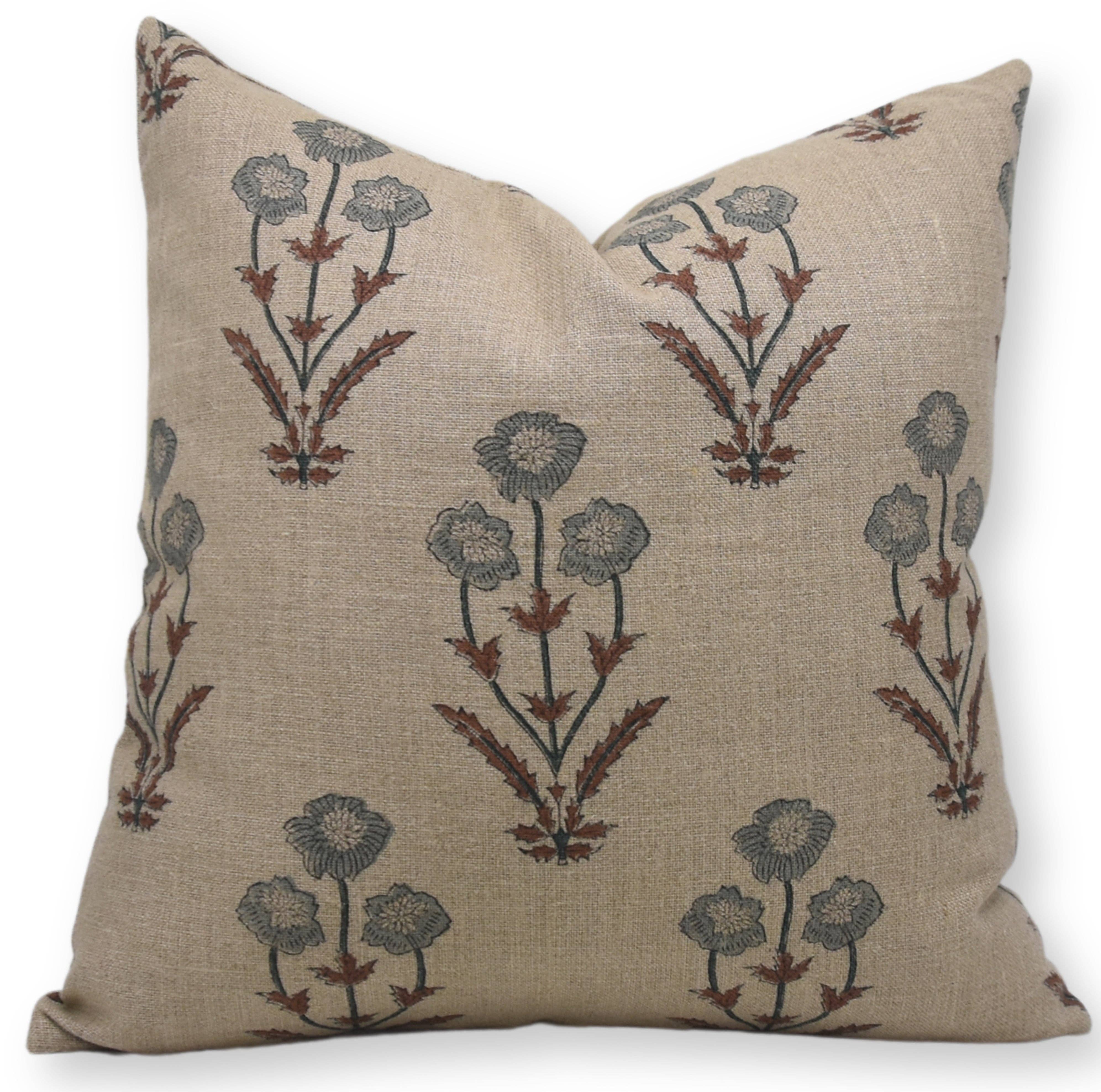 Amitabh Block Print Linen Pillow | 16x16
