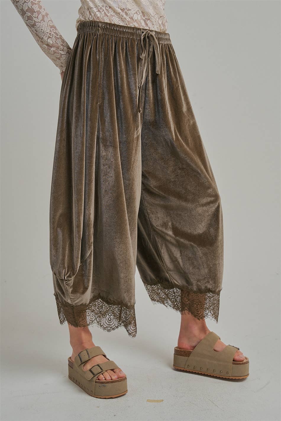 Velvet Balloon Pant + Lace Trim