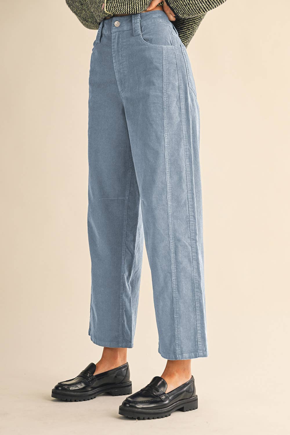 CORDUROY HIGH WAISTED WIDE LEG PANTS