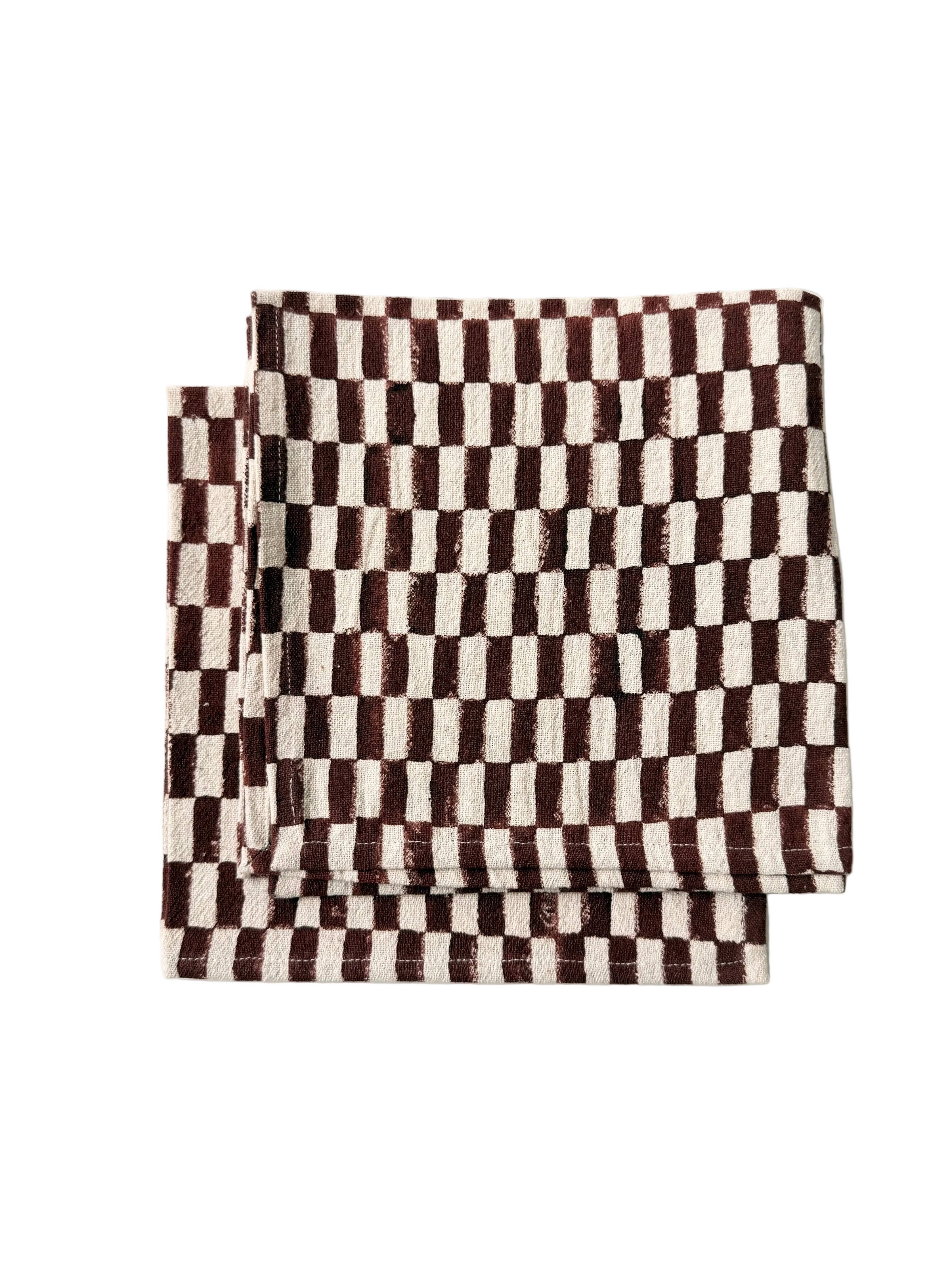 Brown Petit Rectangle Napkins by Happy French Gang: Set of 2