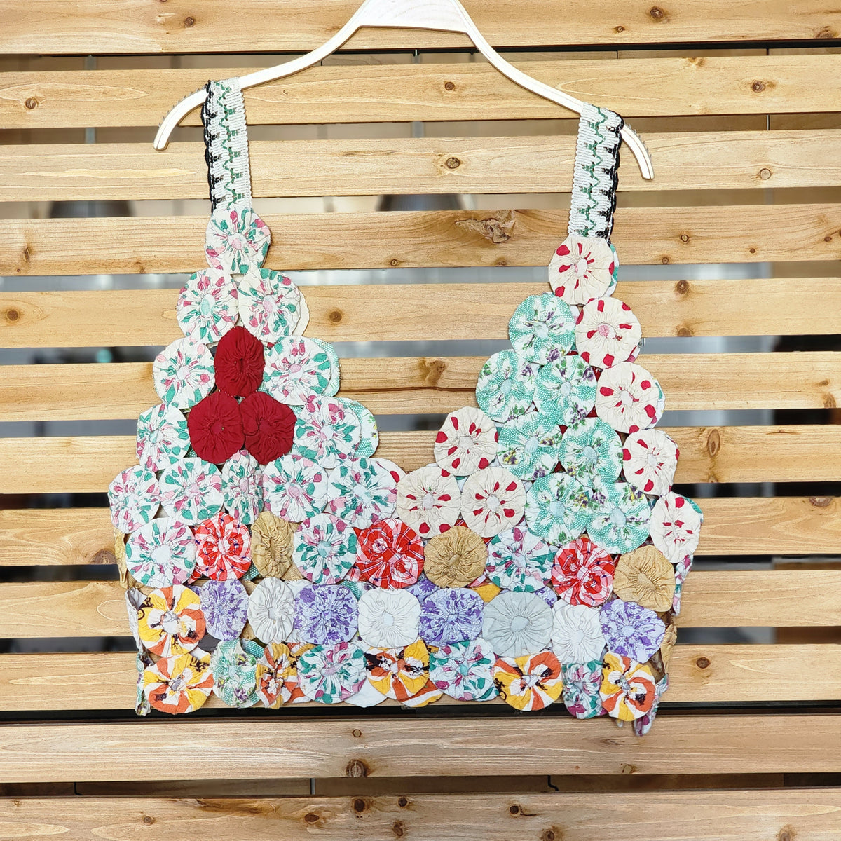 Yo-Yo Quilt V- Neckline Top by Little Pond Love