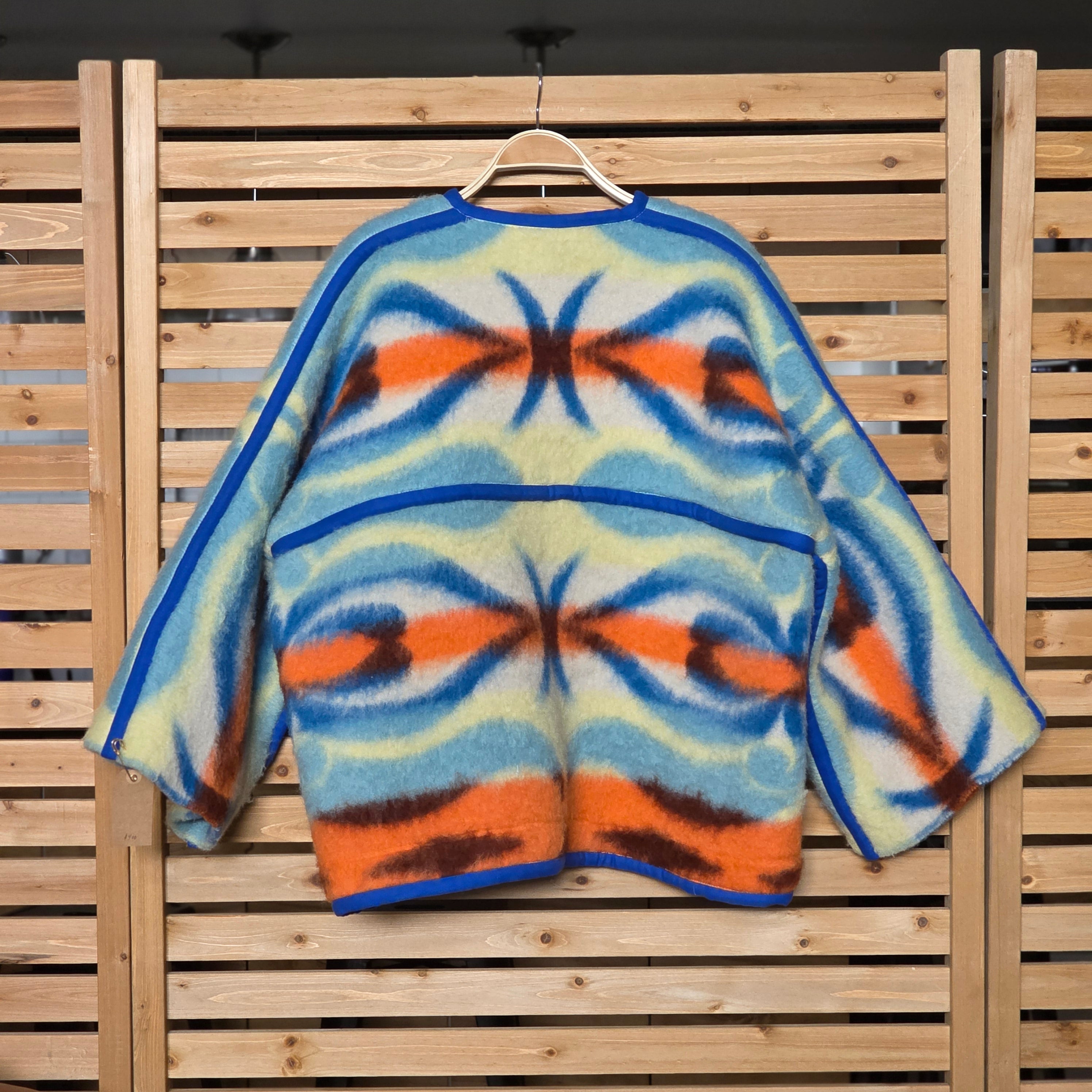 Super Chunky Vintage Blanket Blue Jacket w/Pockets By Little Pond Love