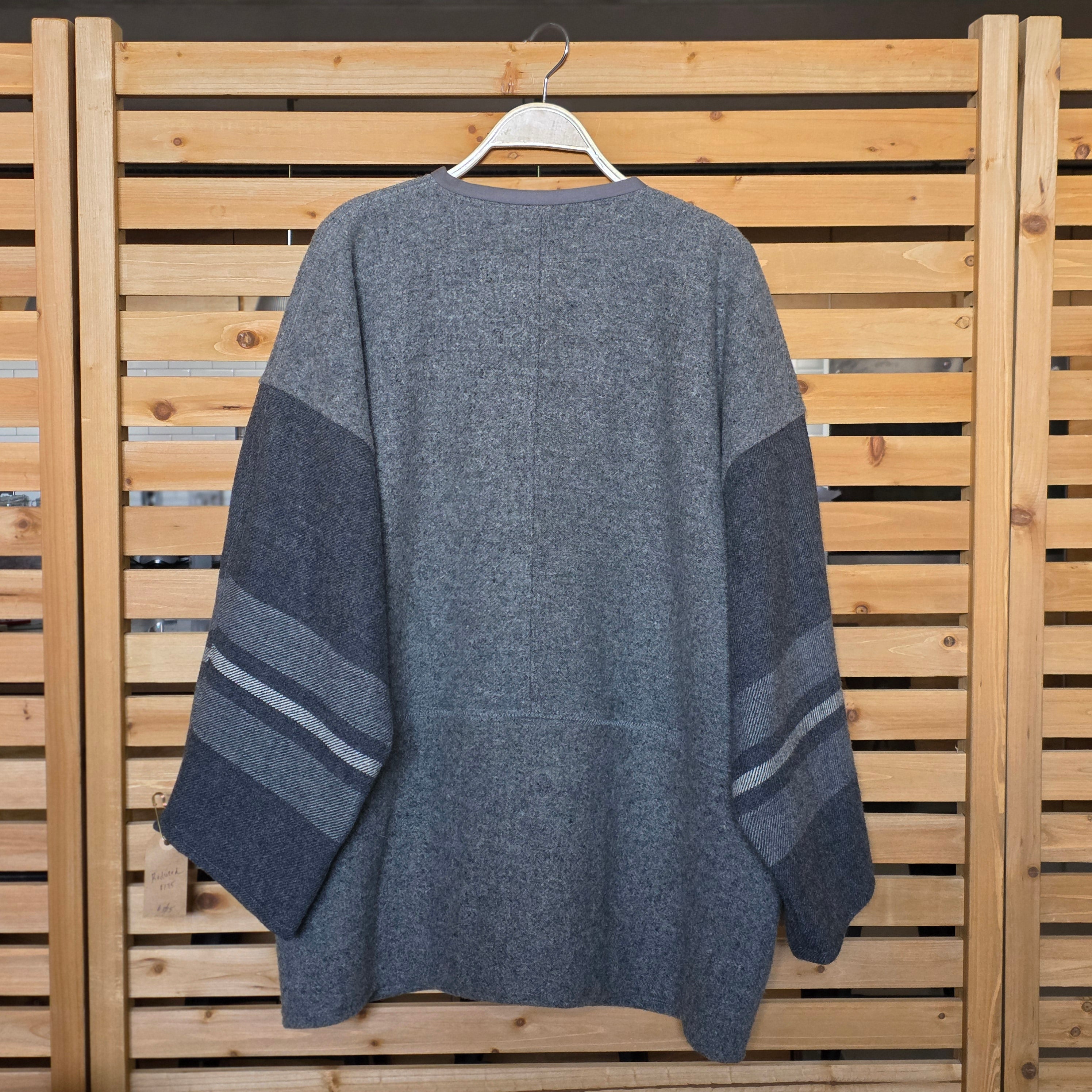 Charcoal Grey Stripe Collarless Jacket by Little Pond Love