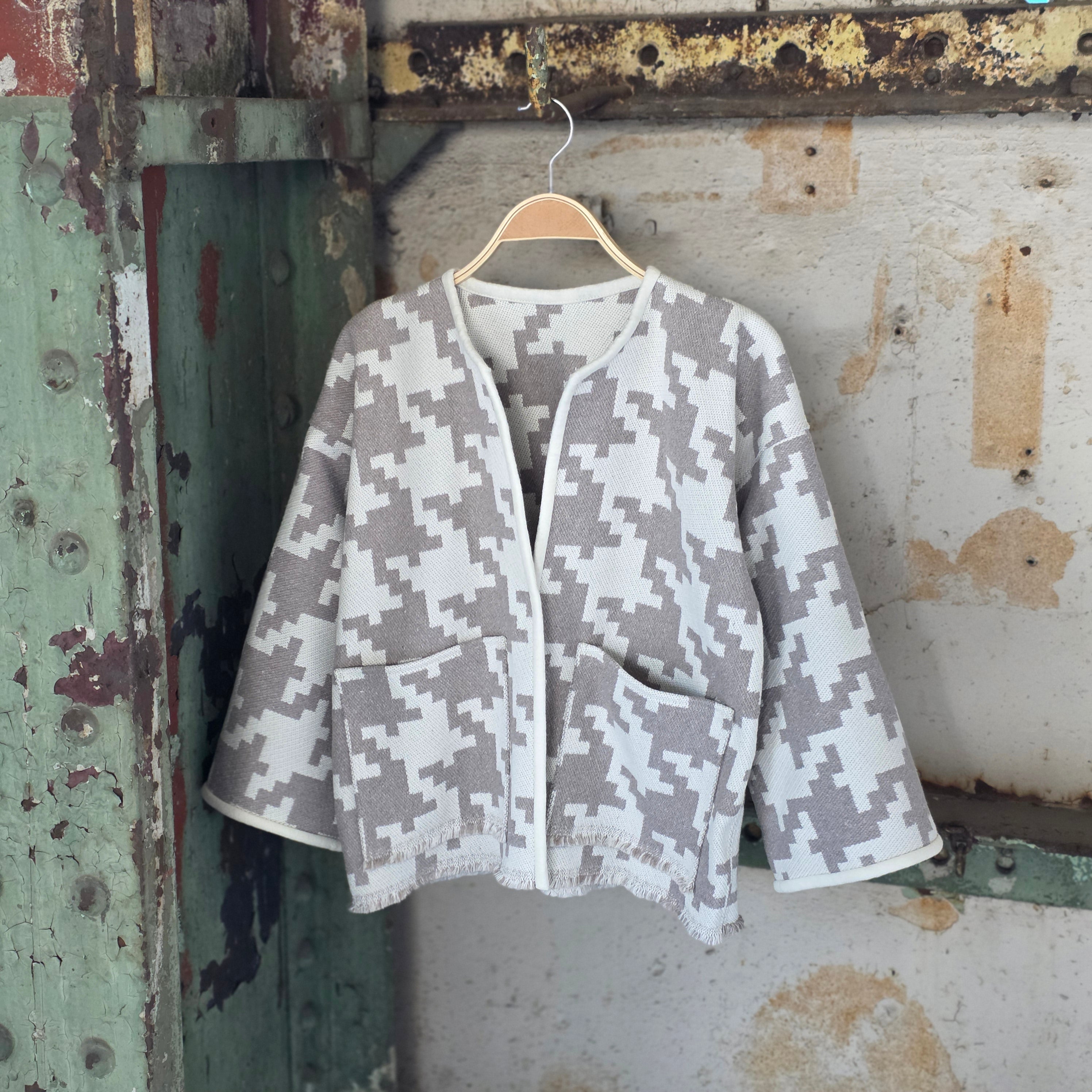 Neutral Exploded Houndstooth Jacket by Little Pond Love