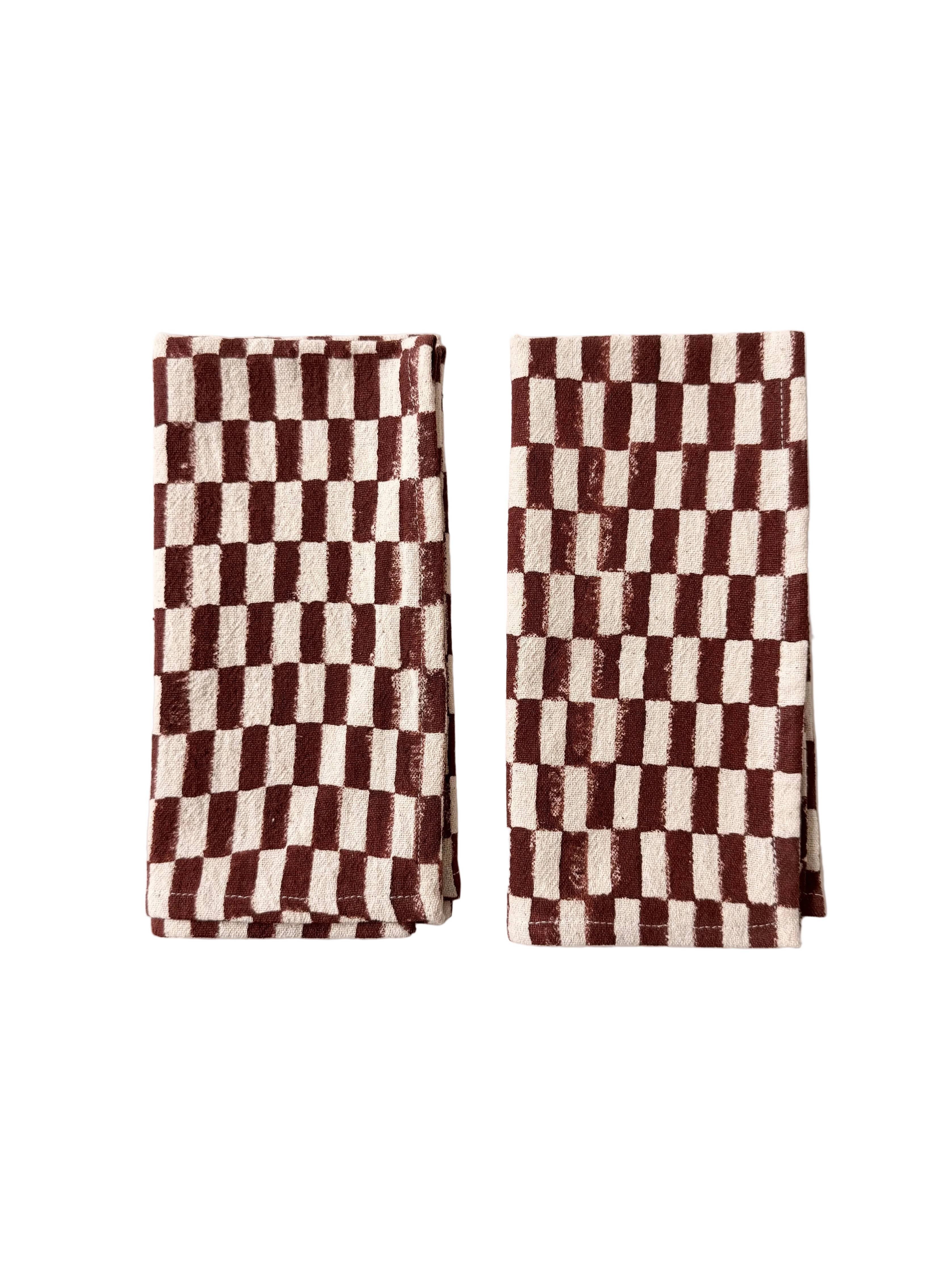 Brown Petit Rectangle Napkins by Happy French Gang: Set of 2