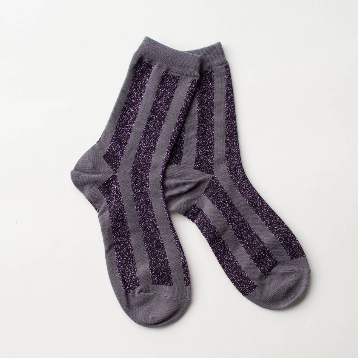 Glitter Vertical Striped Crew Socks