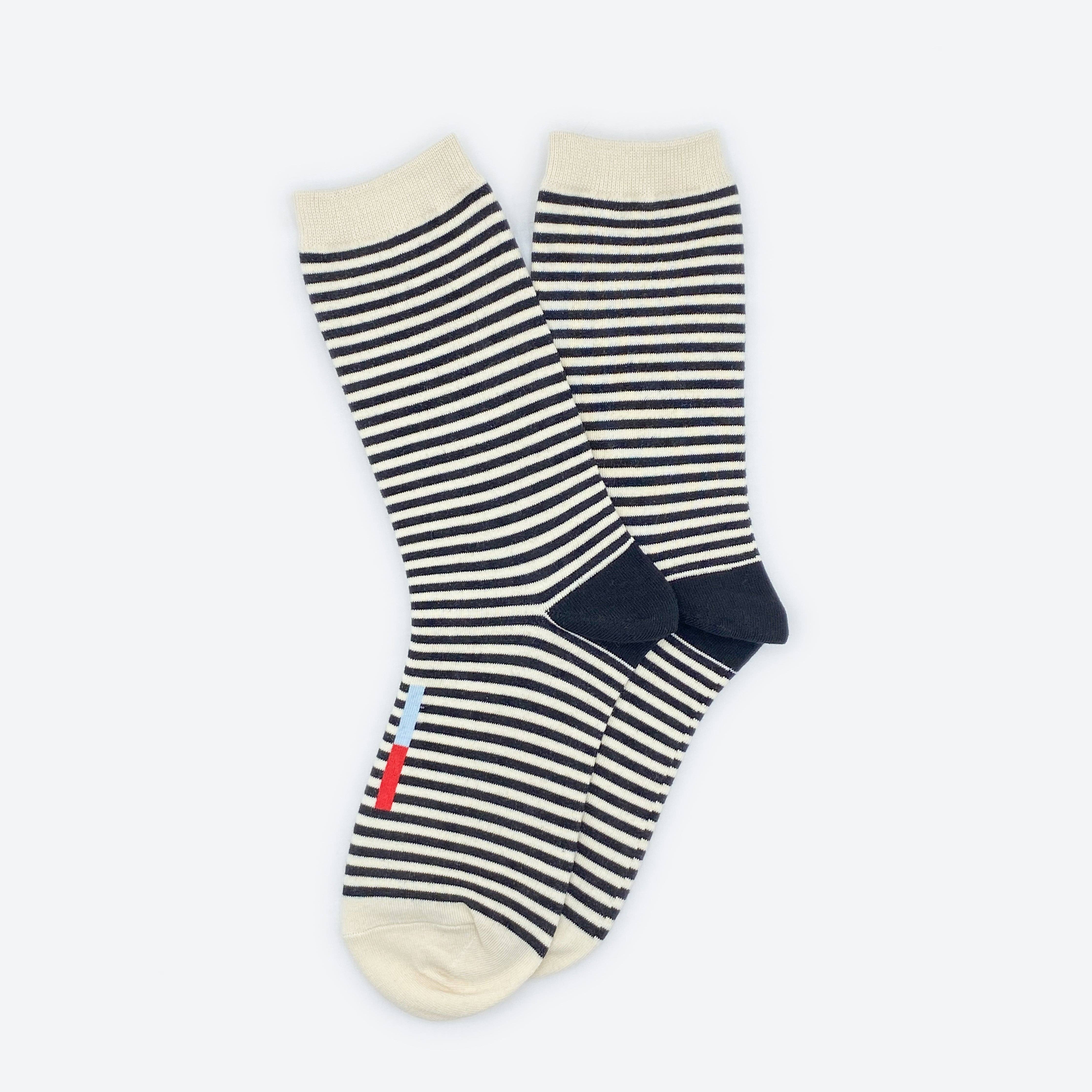 Cole Black & White Striped Socks by Hooray Sock Co.