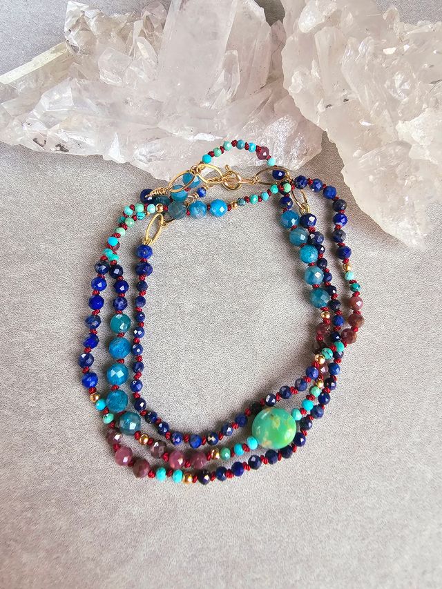 J&J 3 Wrap Gemstone Necklace/Bracelet