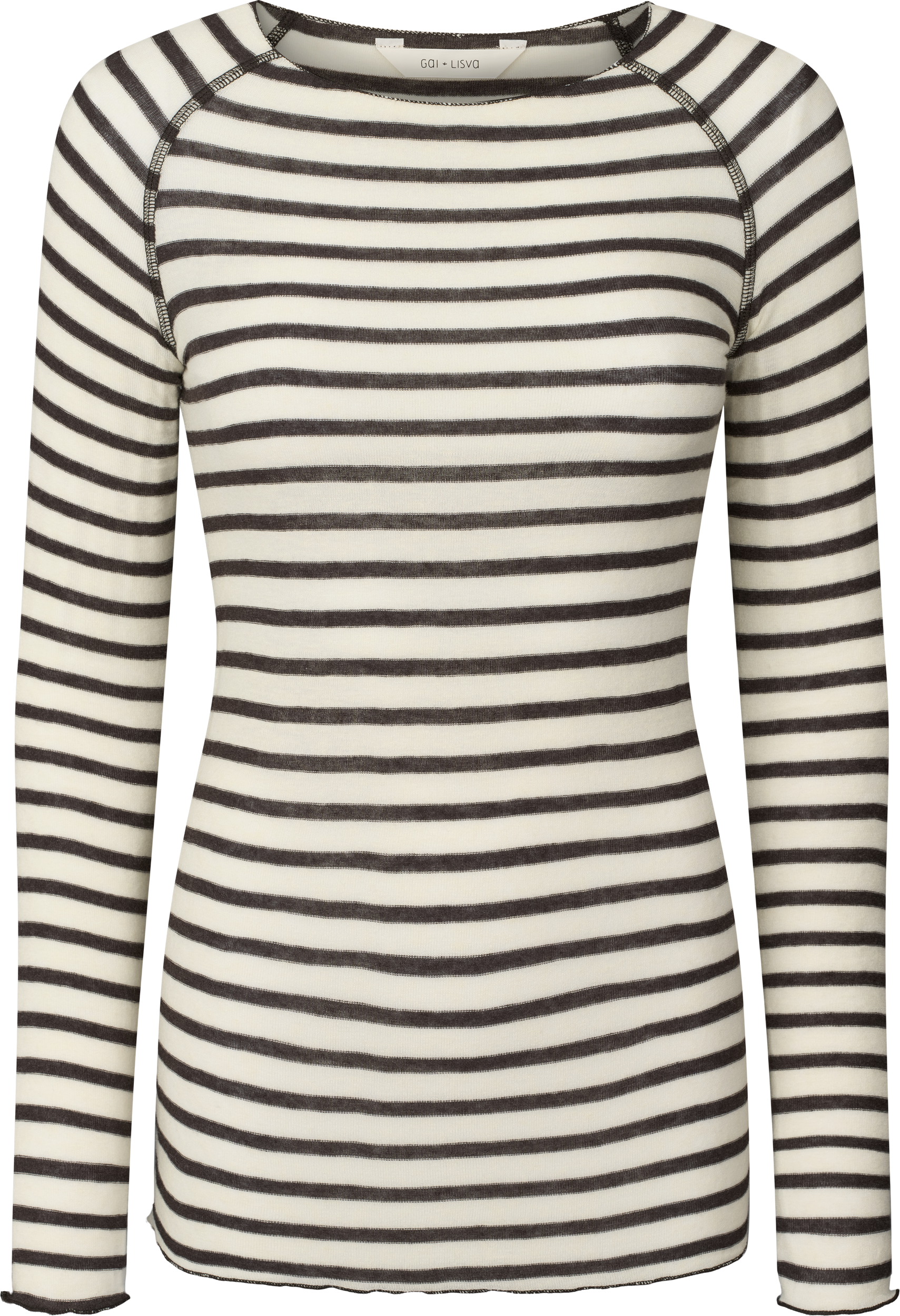 Amalie Wool Top - Reverse Dark Grey Stripe