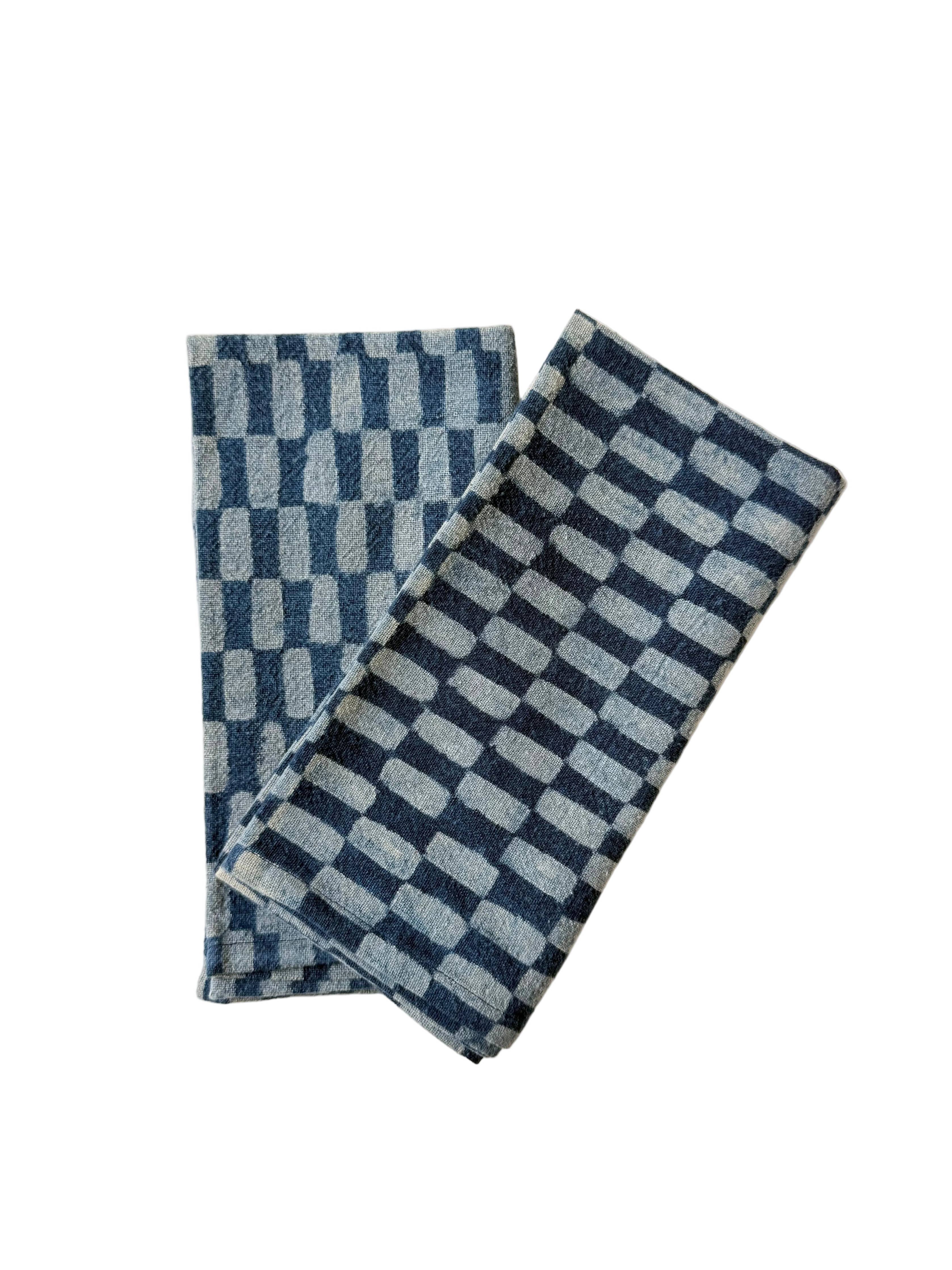 Indigo Petit Rectangle Napkins by Happy French Gang: Set of 2