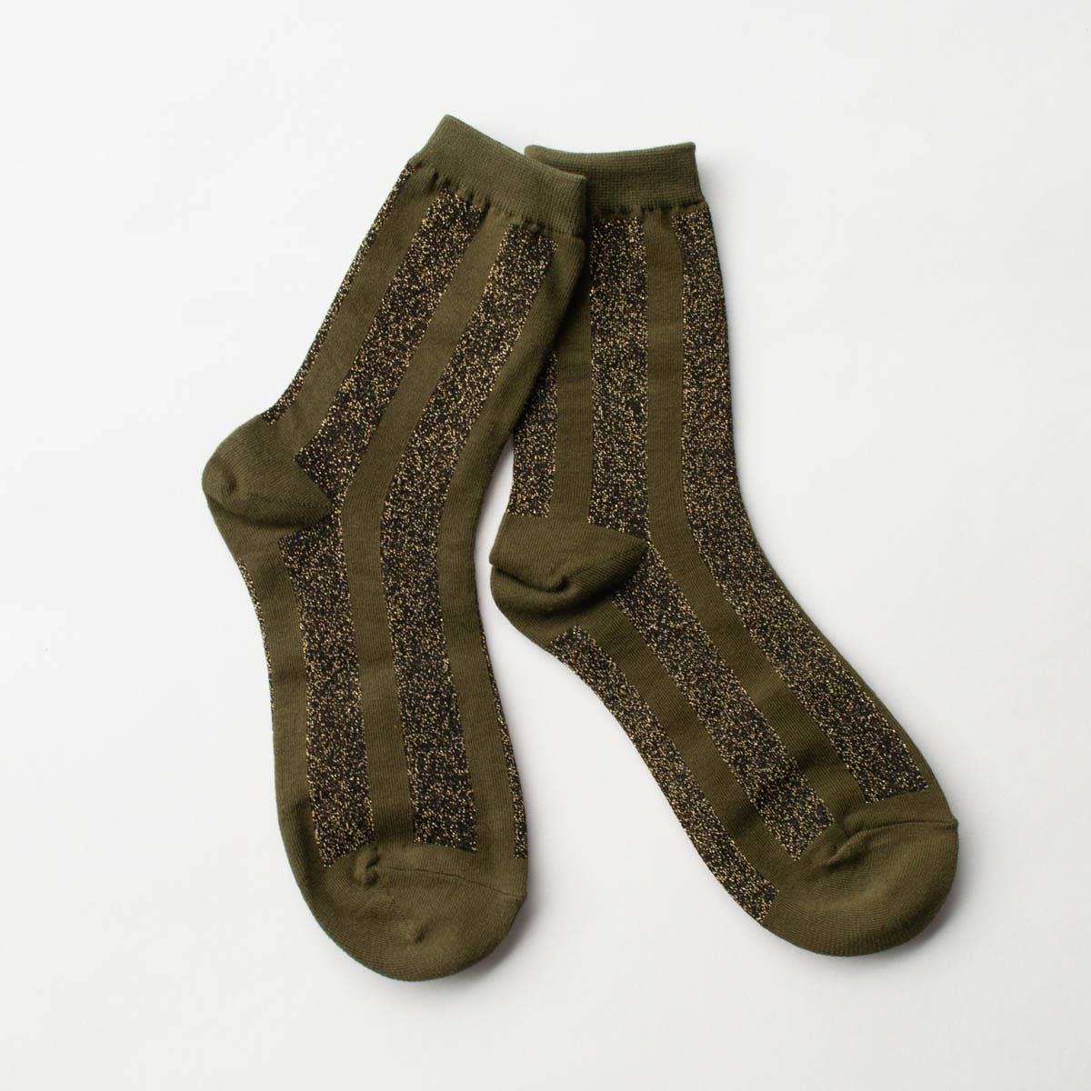 Glitter Vertical Striped Crew Socks