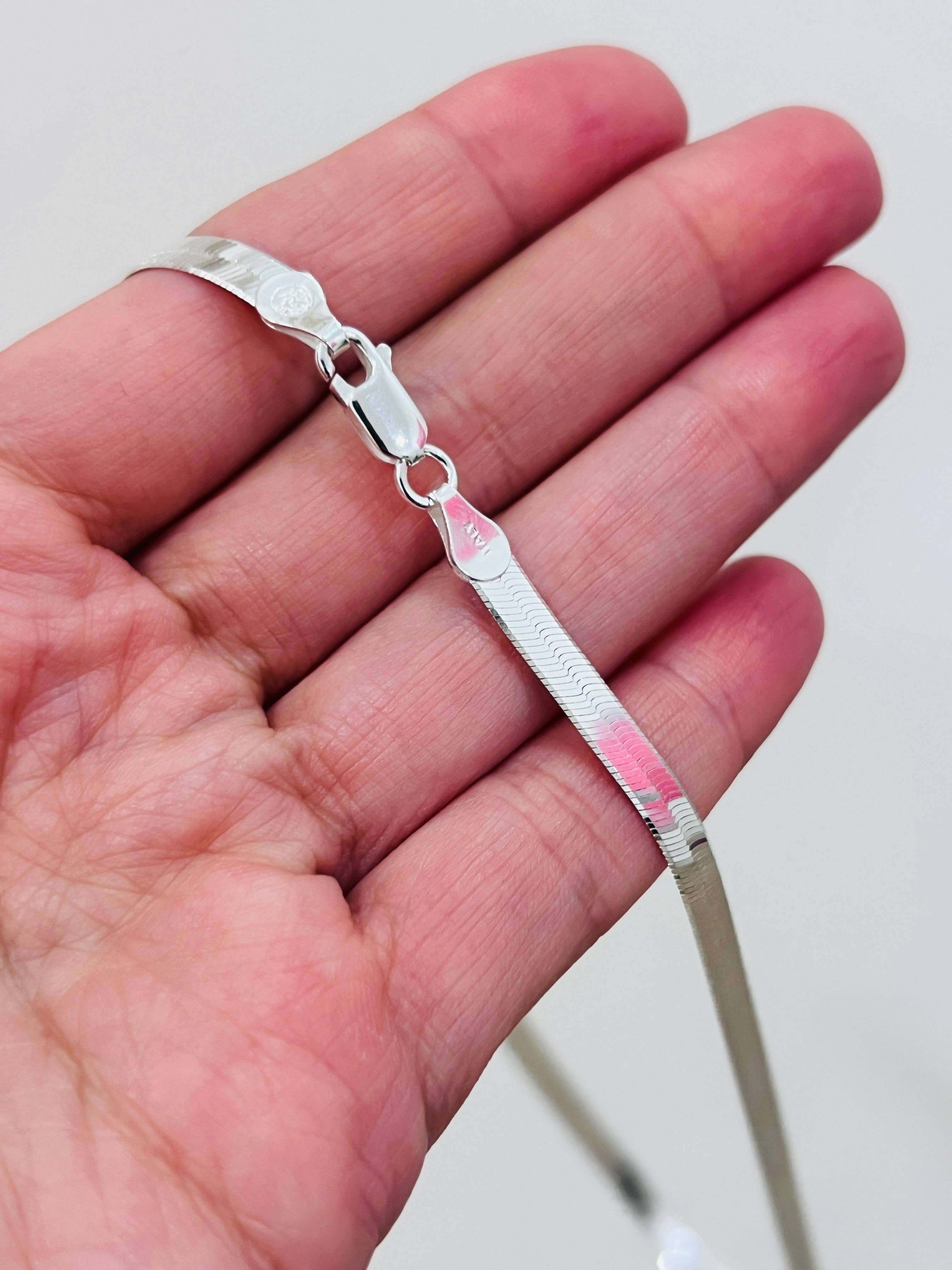Herringbone 4mm Sterling Silver Necklace
