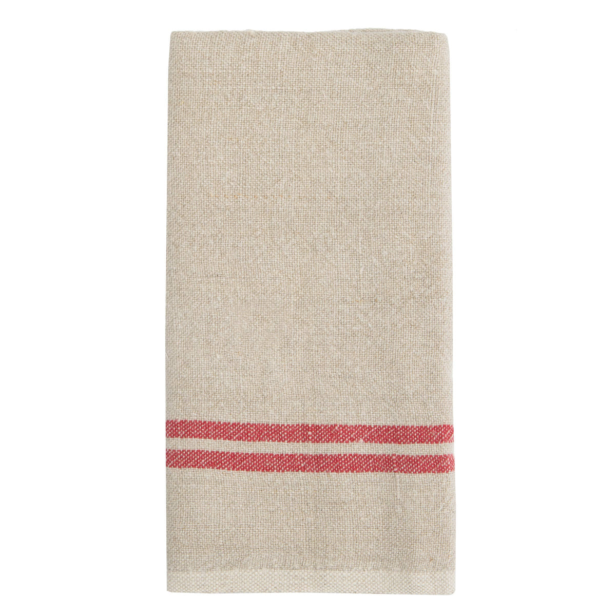 Vintage Linen Natural/Red Towels 20x30 - Set of 2
