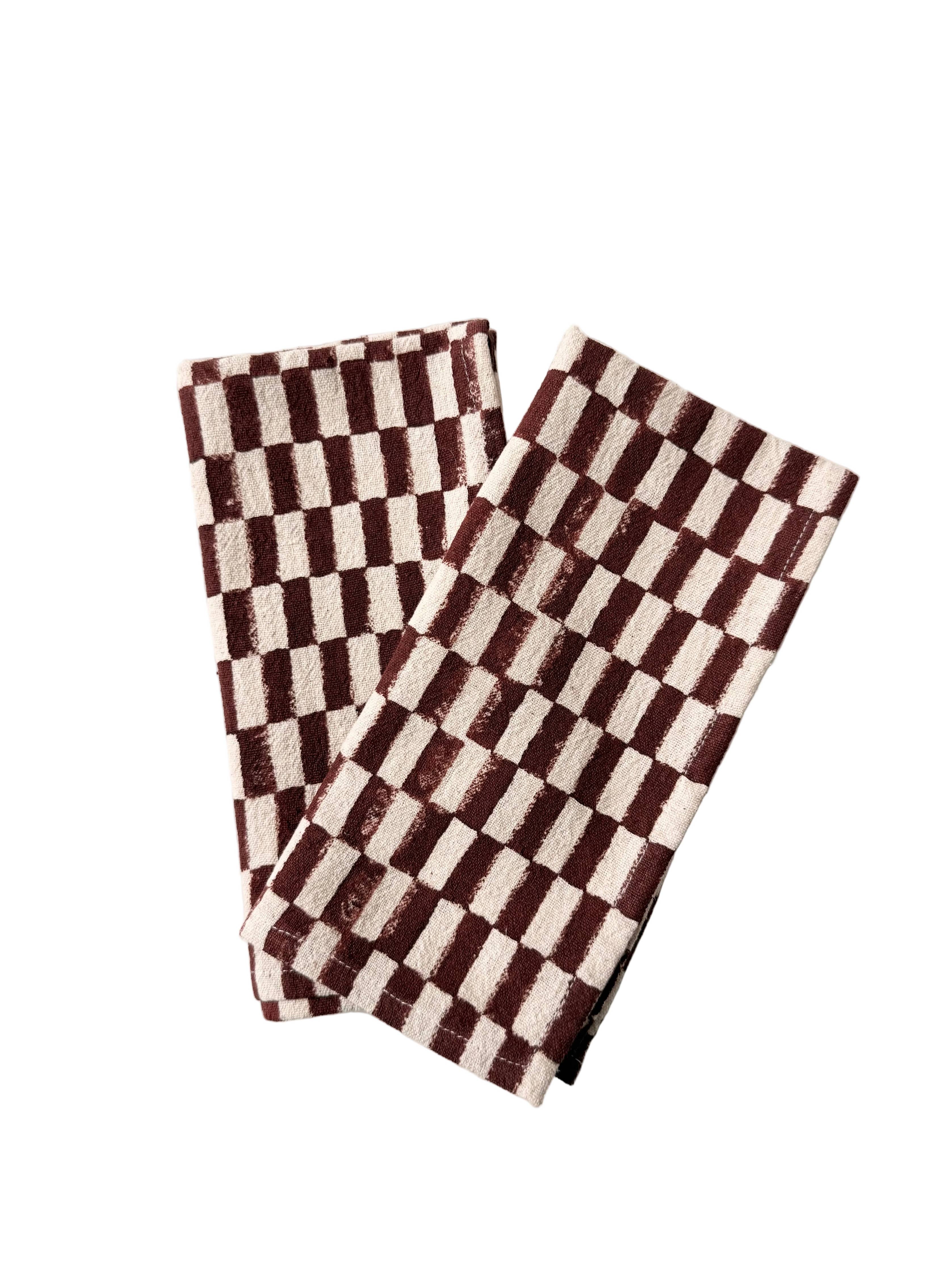 Brown Petit Rectangle Napkins by Happy French Gang: Set of 2