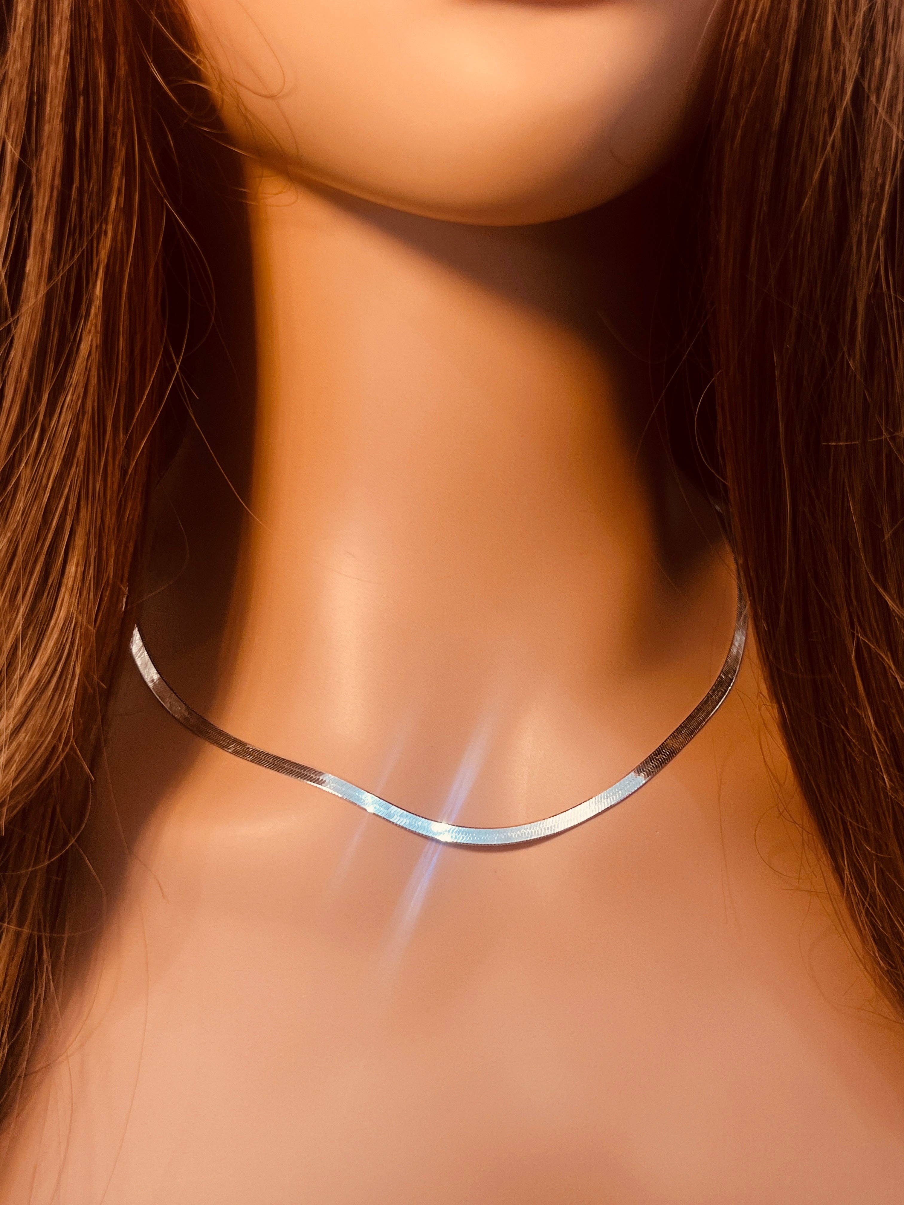 Herringbone 3mm Sterling Silver Necklace