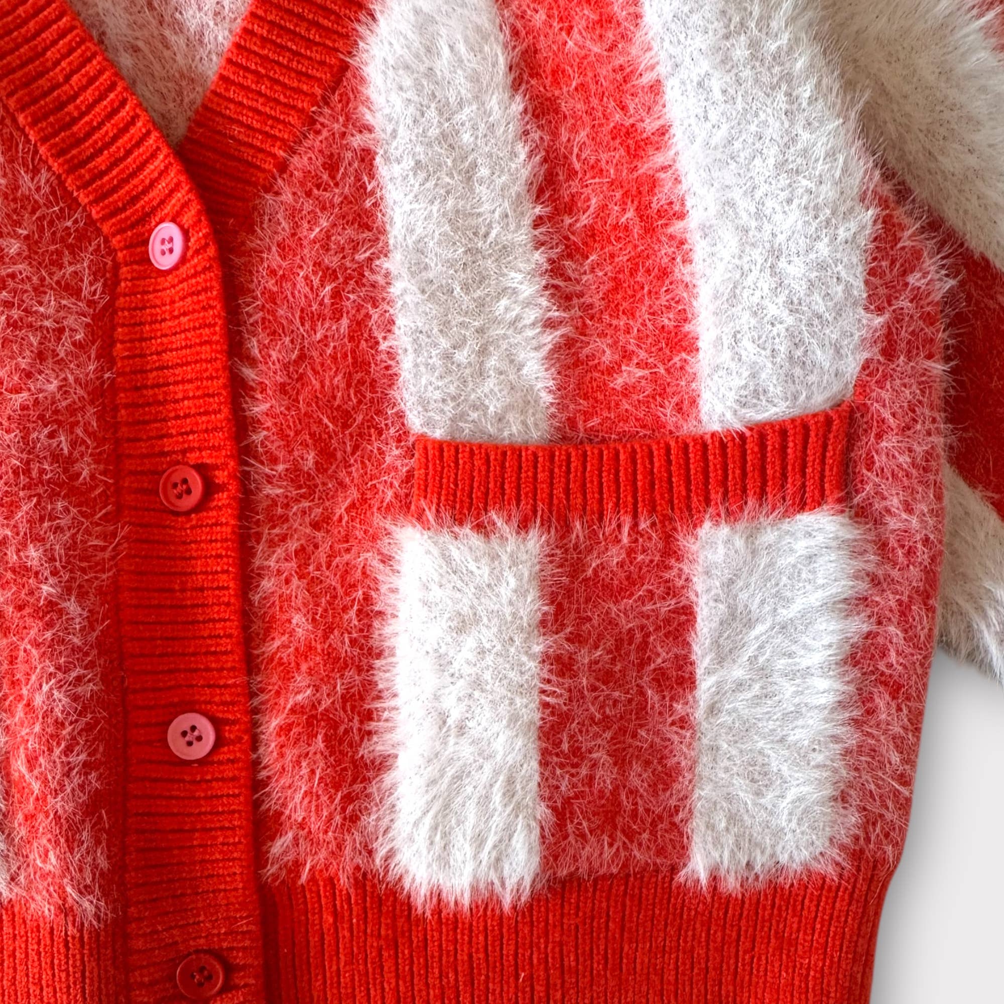 KIDDOS Big Top Stripe Cardigan: Red/Lavender