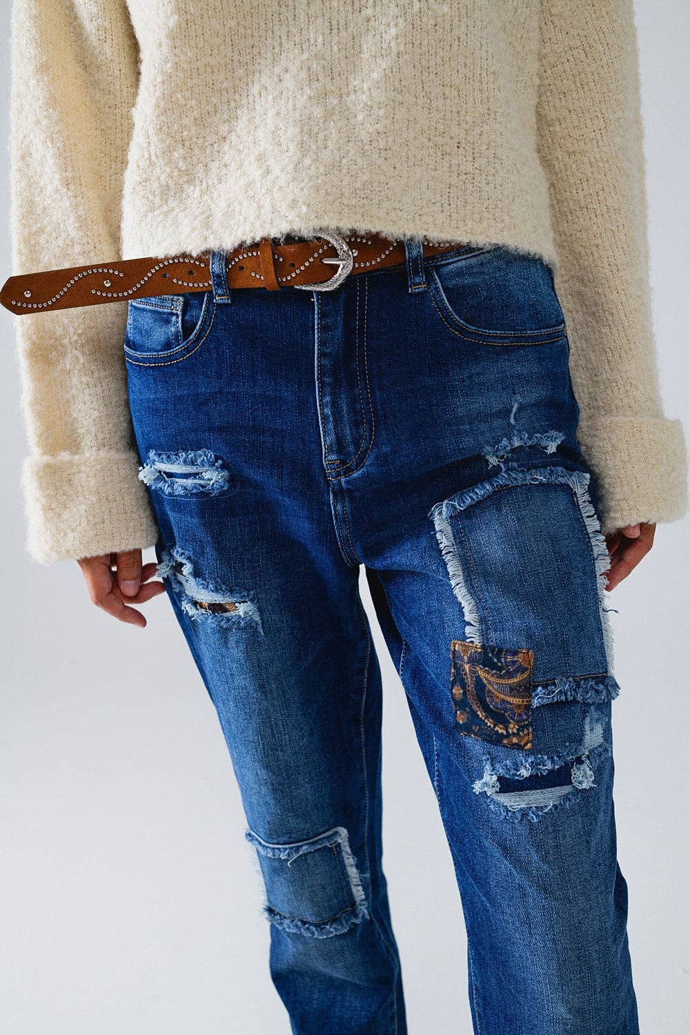 Boyfriend Jean with Distressing Edge