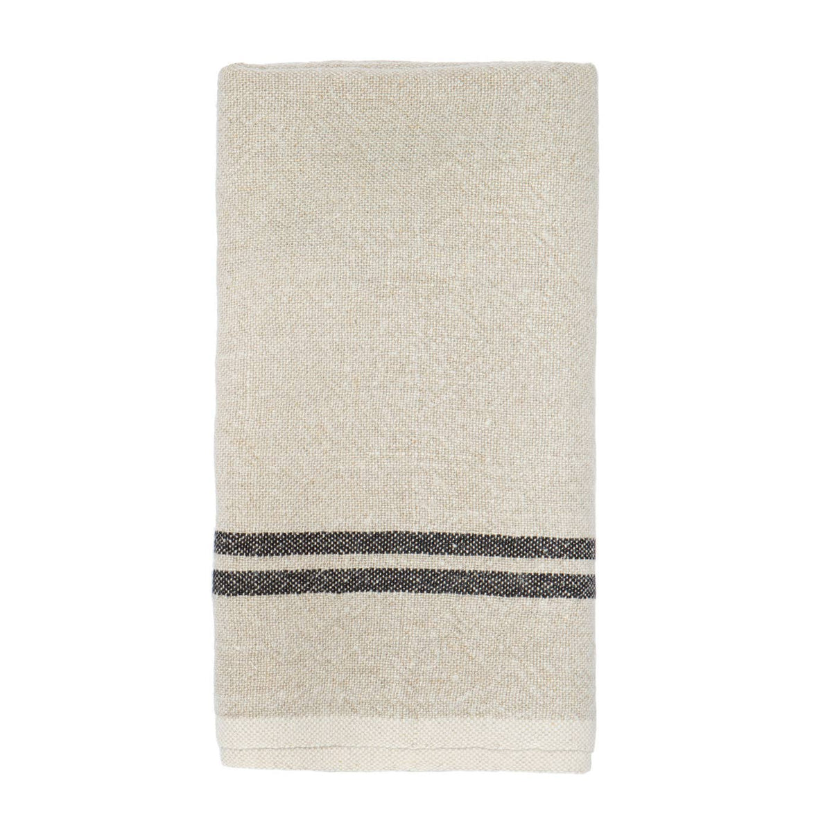 Vintage Linen Natural/Black Towels 20x30 - Set of 2