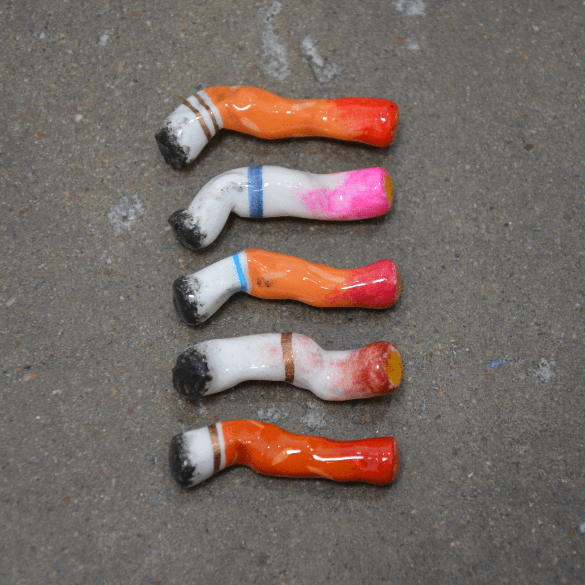 LIPSTICK STAINED CERAMIC CIGARETTES - SET OF 5