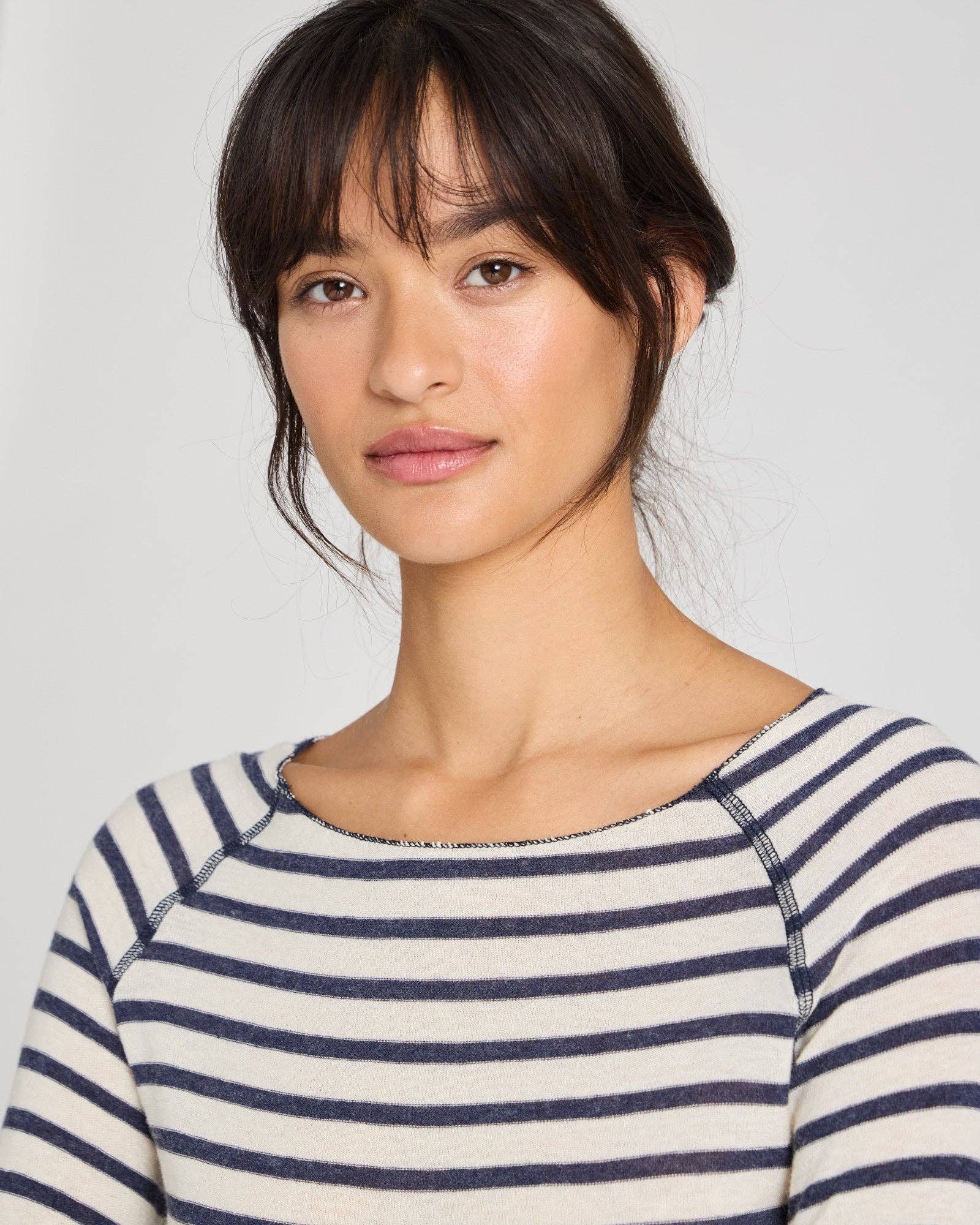 Amalie Wool Top - Reverse Denim Stripe