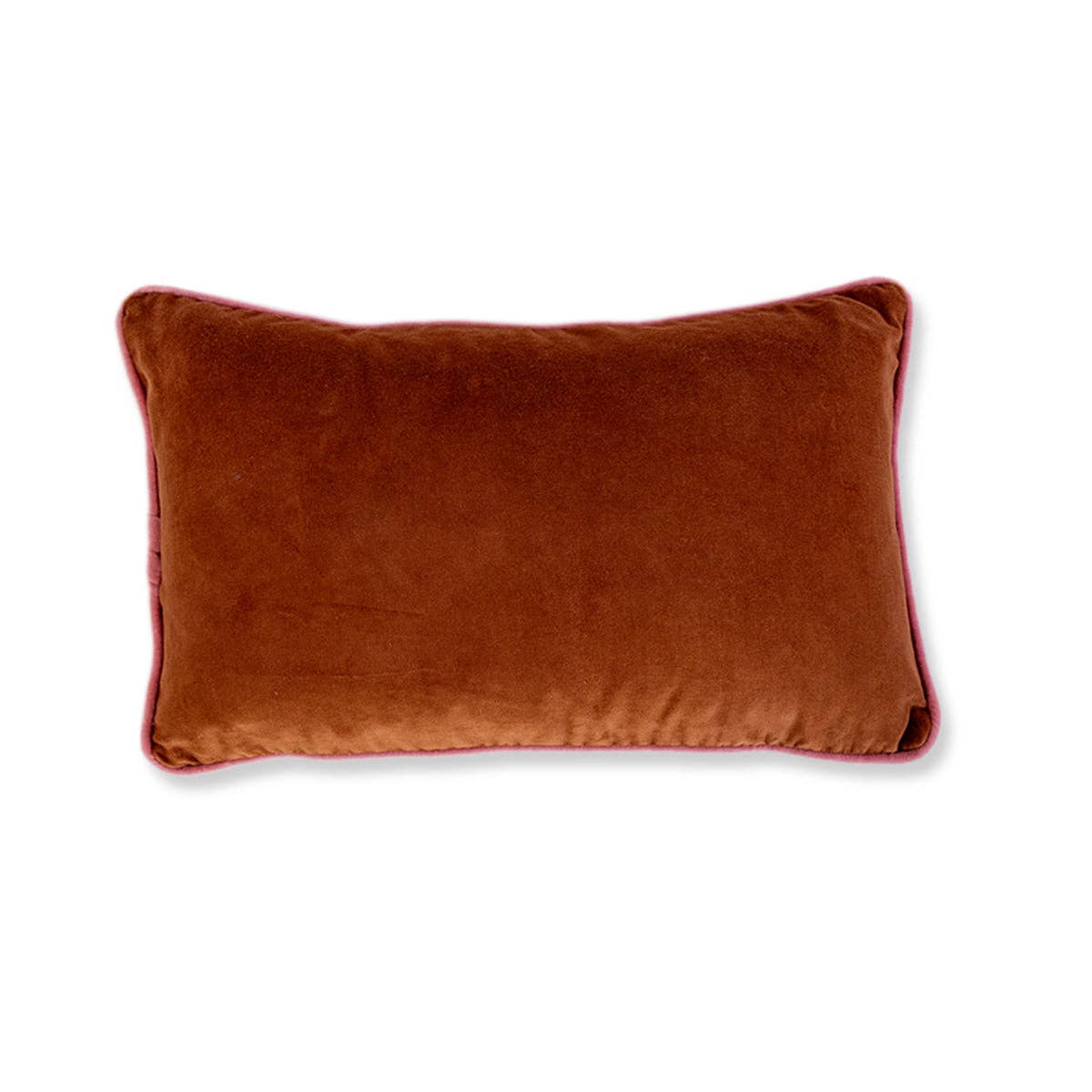 Charliss Velvet Lumbar Pillow | Rust + Light Pink