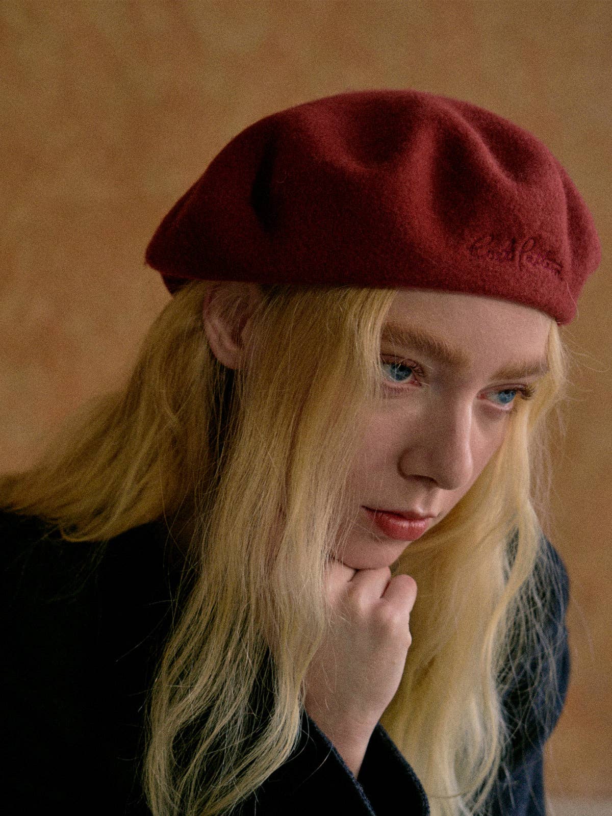 Wool Beret : Bordeaux Red