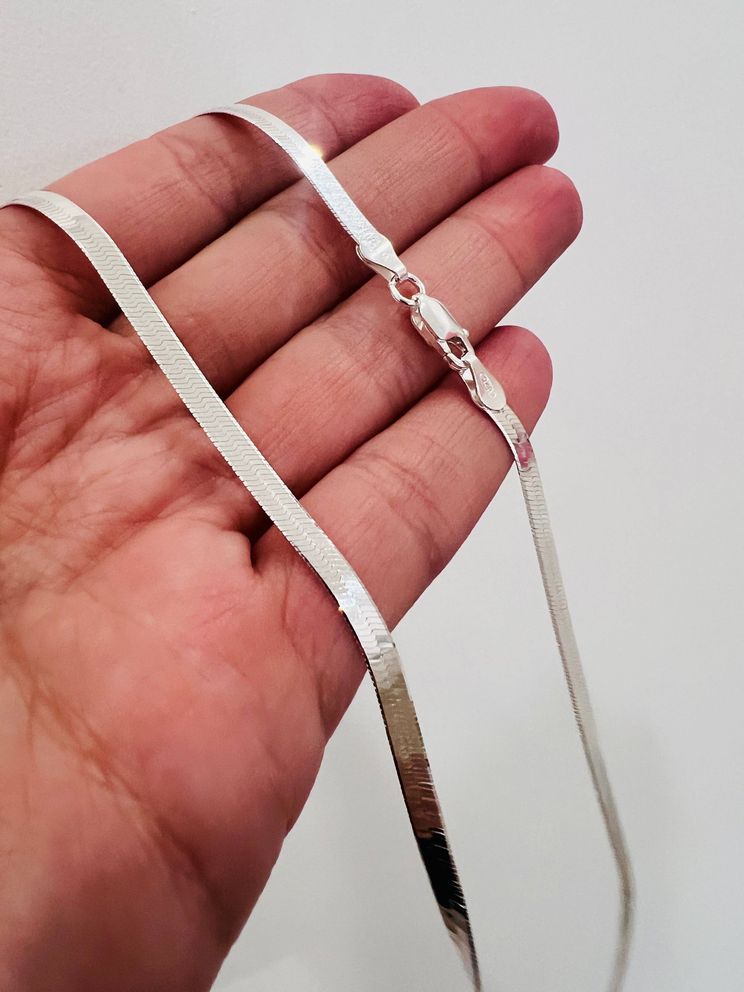 Herringbone 3mm Sterling Silver Necklace